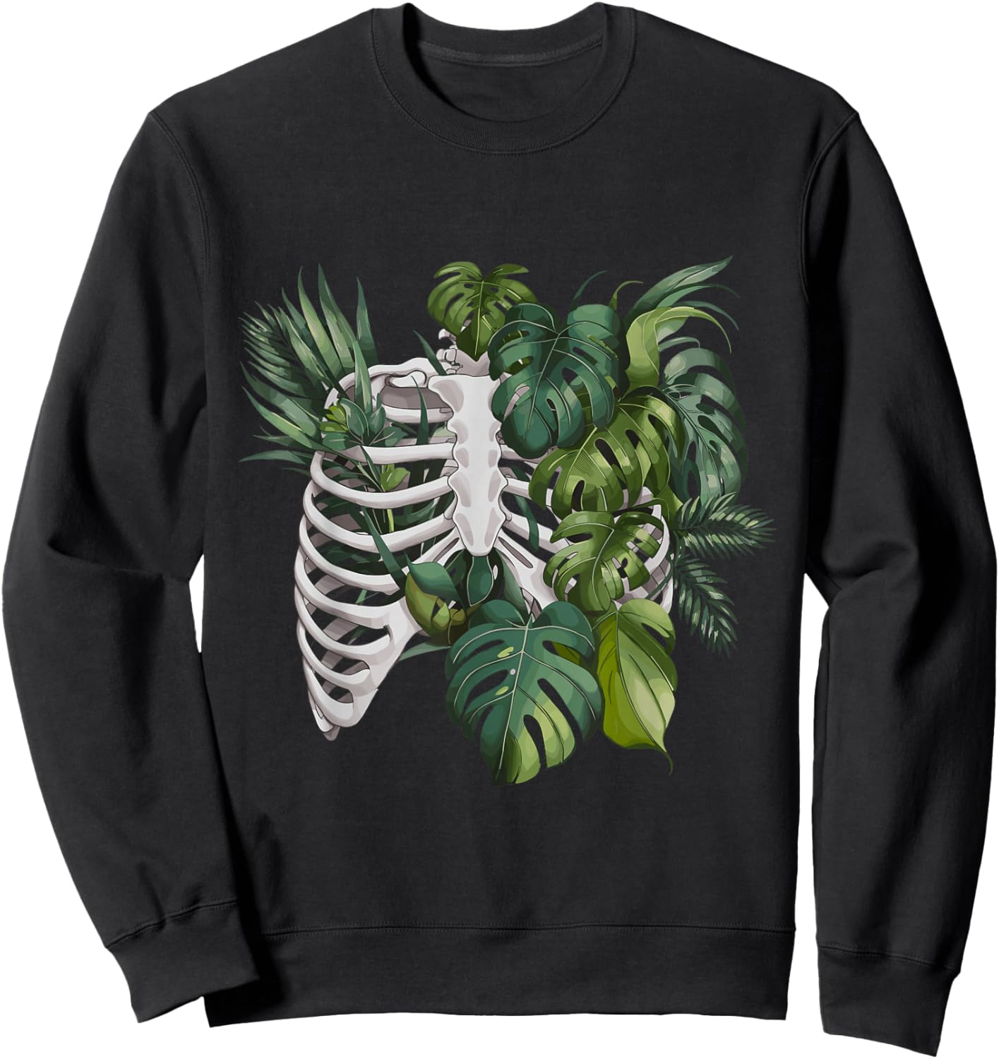 Skeleton Monstera Plant Body Gardener Tropical Leaves Lover Sweatshirt - Sweatshirt | Black