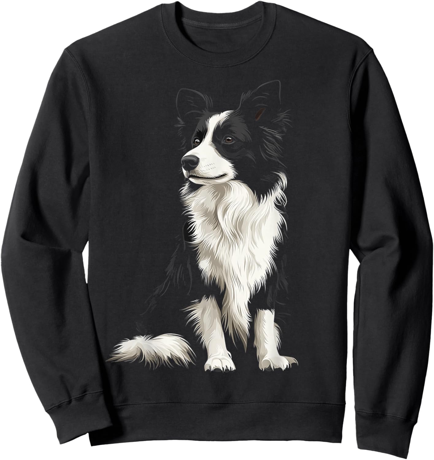 Border Collie Dog Motif Pet Illustration Border Collie Sweatshirt - Sweatshirt | Black