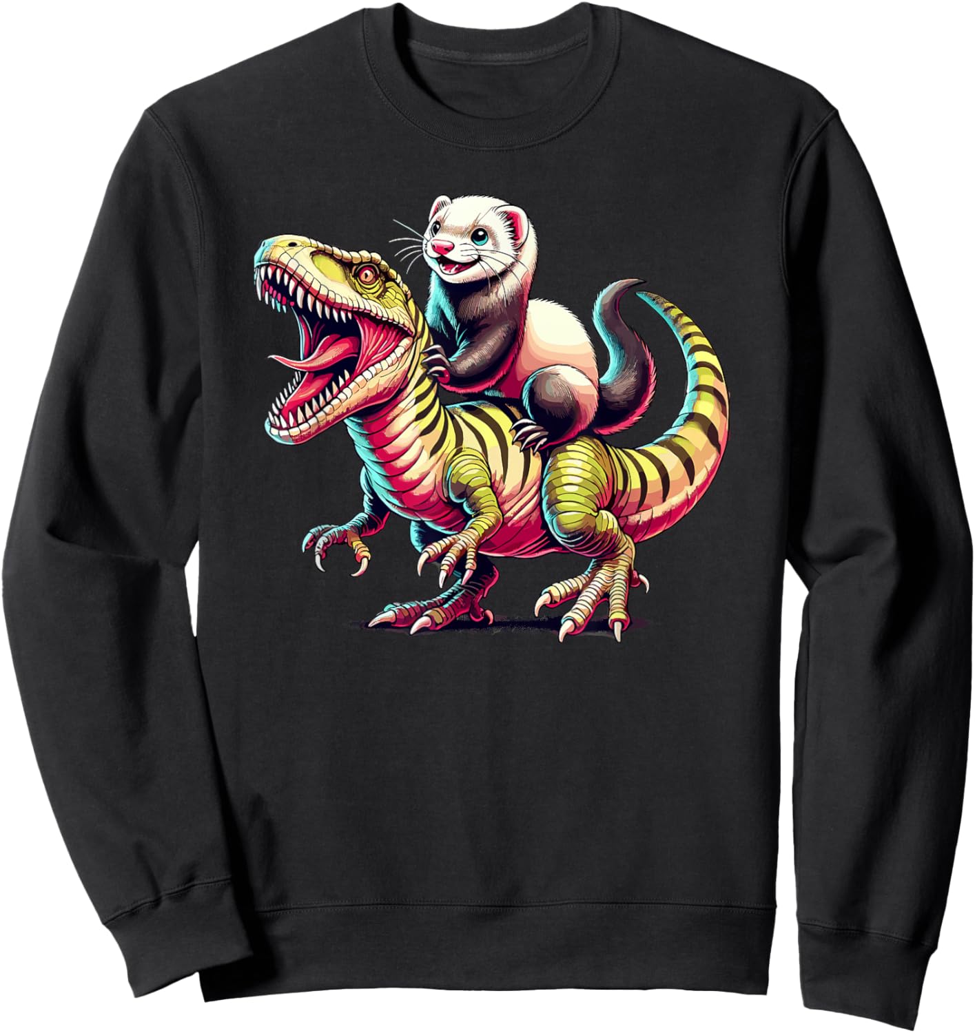 Dinosaur T-Rex Ferret Tyrannosaurus Rex Sweatshirt - Sweatshirt | Black