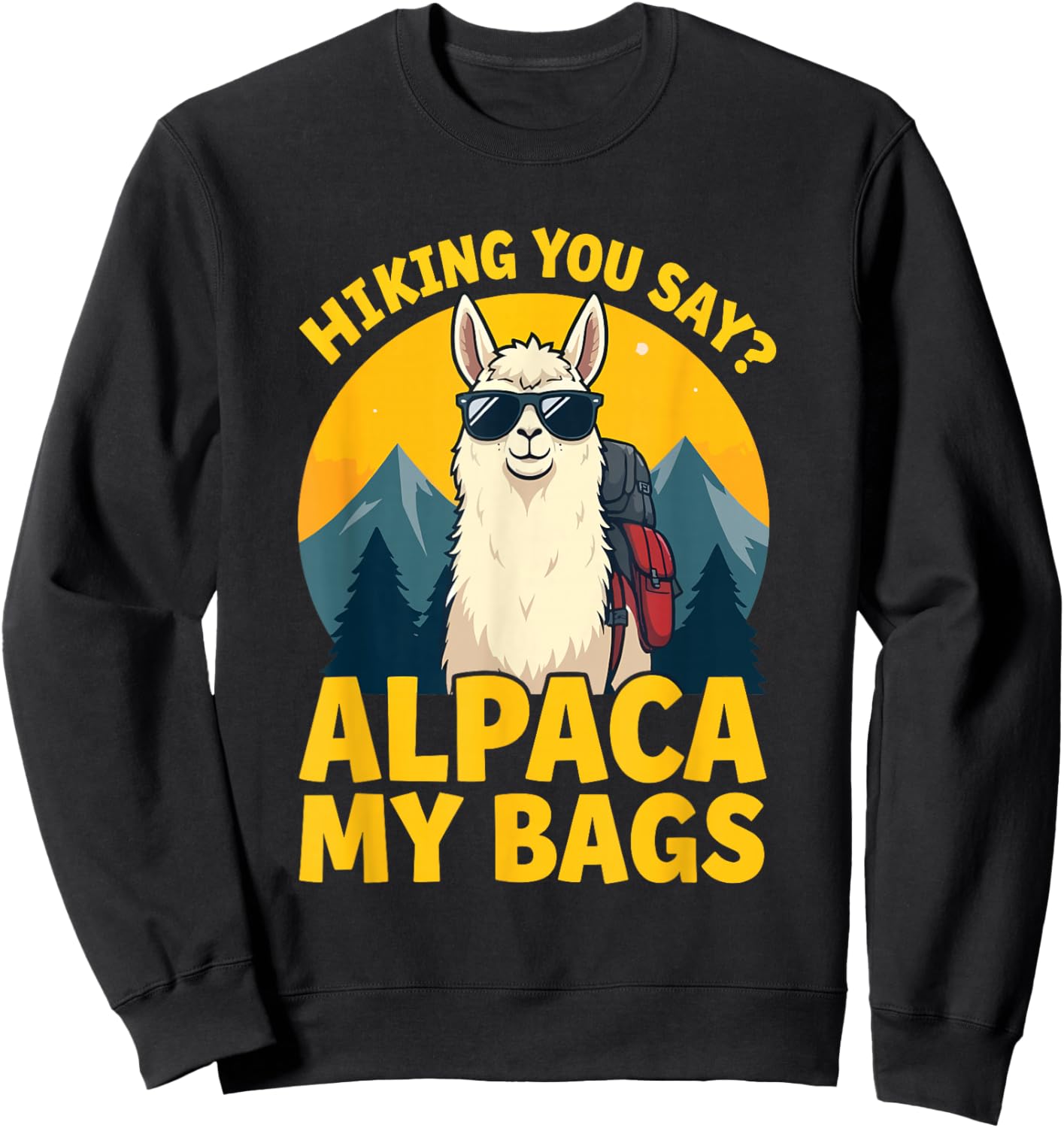 Alpaca Art Men Women Boys Girls Kids Funny Alpaca Sweatshirt - Sweatshirt | Black