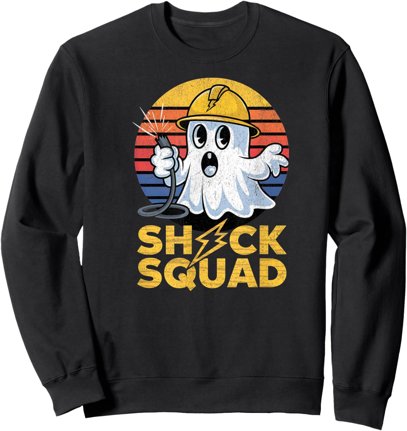 Shock Squad Halloween Ghost Spooky Electrical Engineer Sweatshirt - Sweatshirt | Black