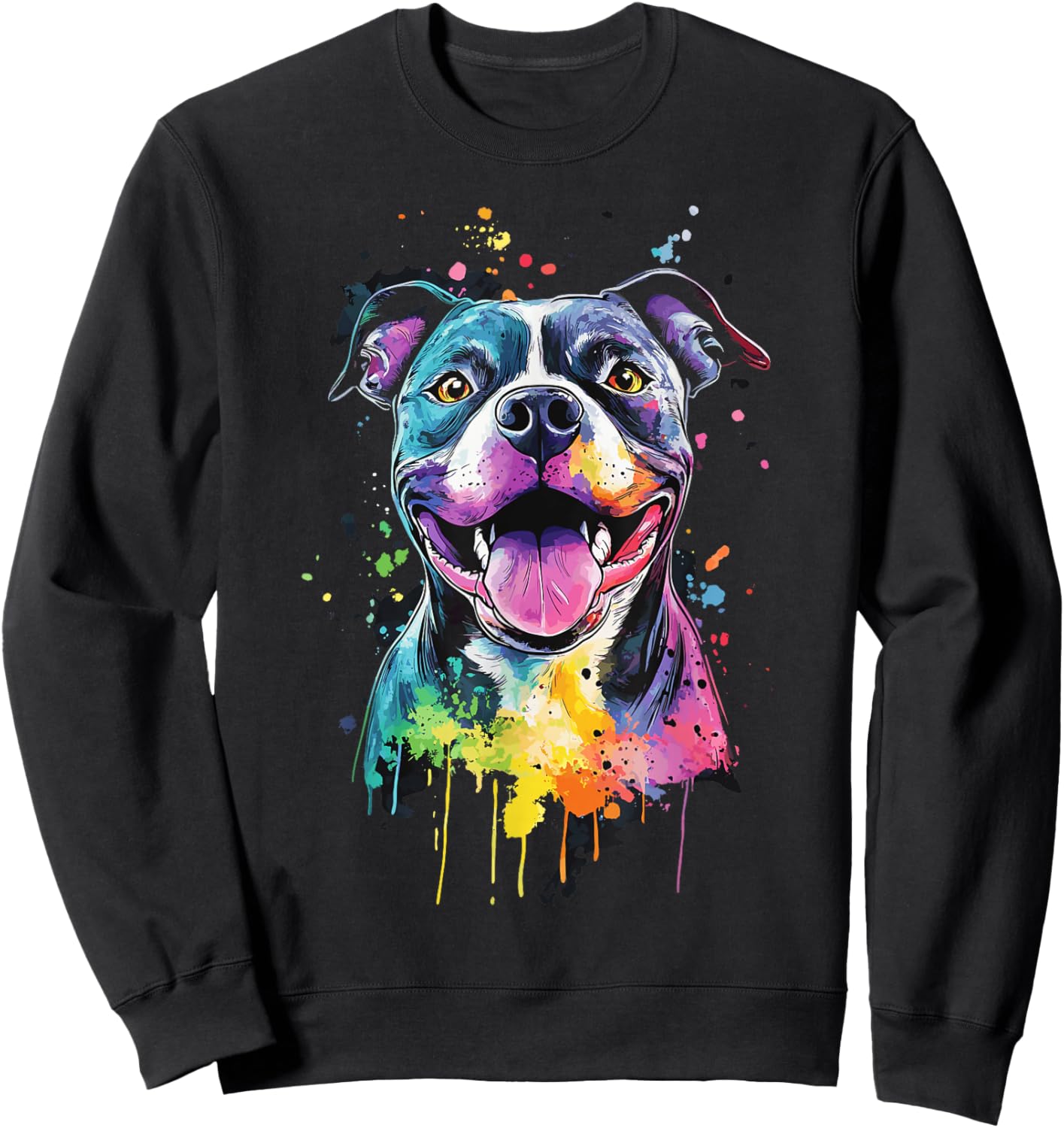PitBull Mom Dog Lover Colorful Artistic Pitbull Owner Women Sweatshirt - Sweatshirt | Black