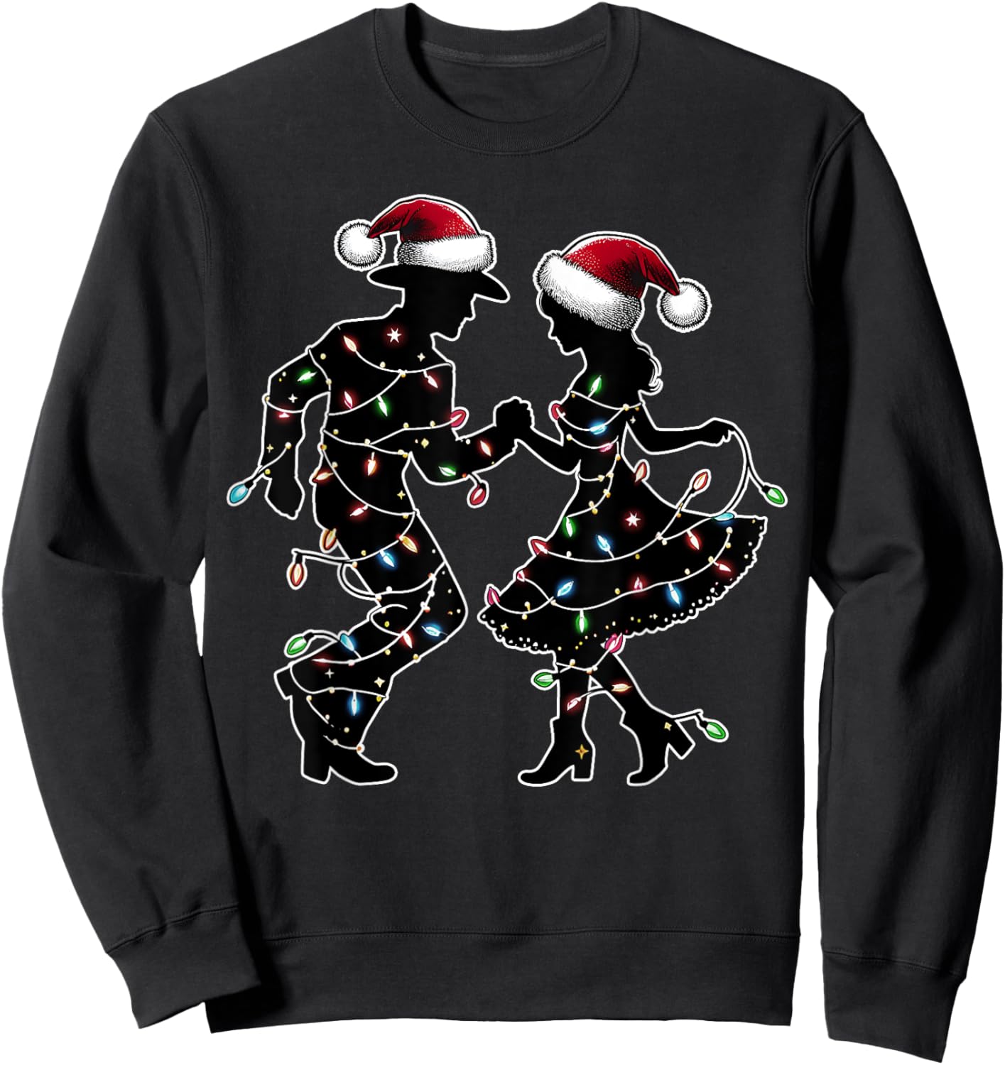 Line Dance Line Dancing Line Dancer Christmas Hat Xmas Sweatshirt - Sweatshirt | Black