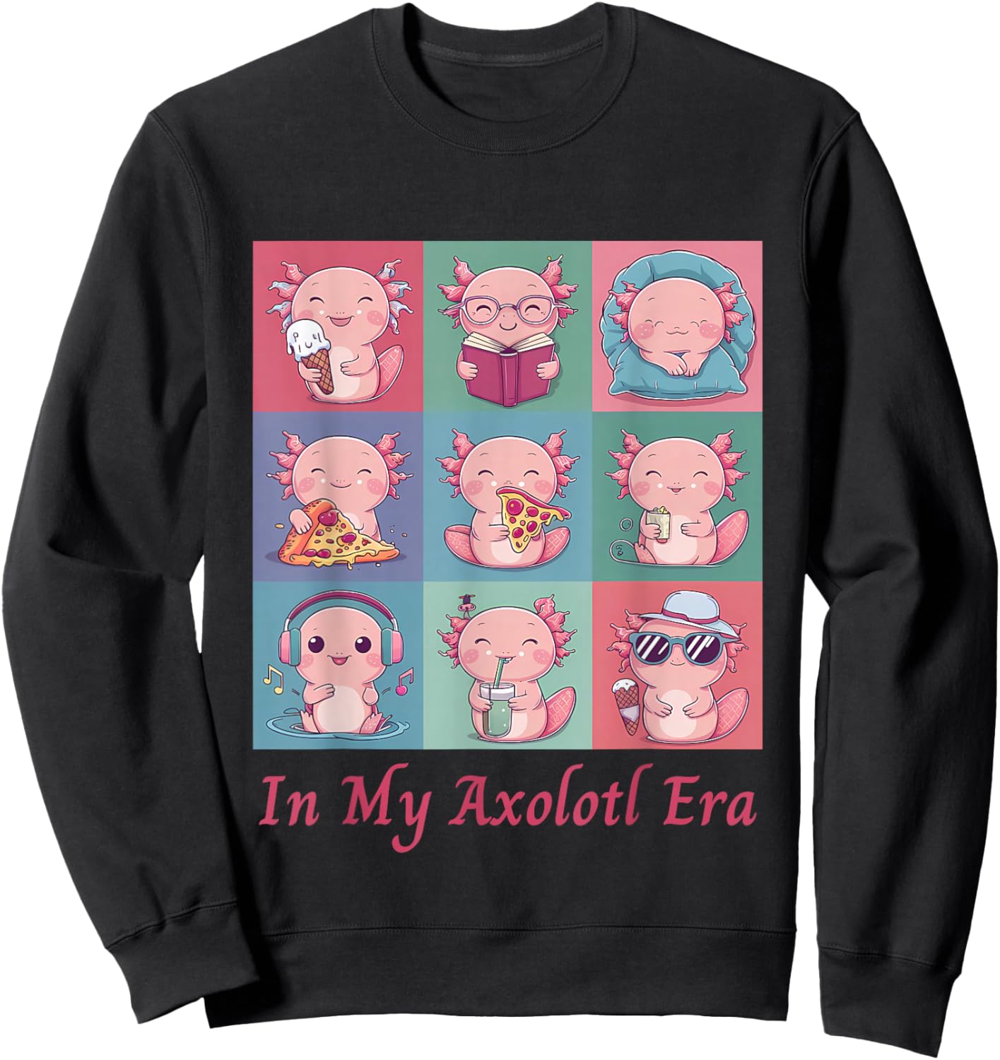 Pink In My Axolotl Era Cute Christmas For Axolotl Lover Sweatshirt - Sweatshirt | Black