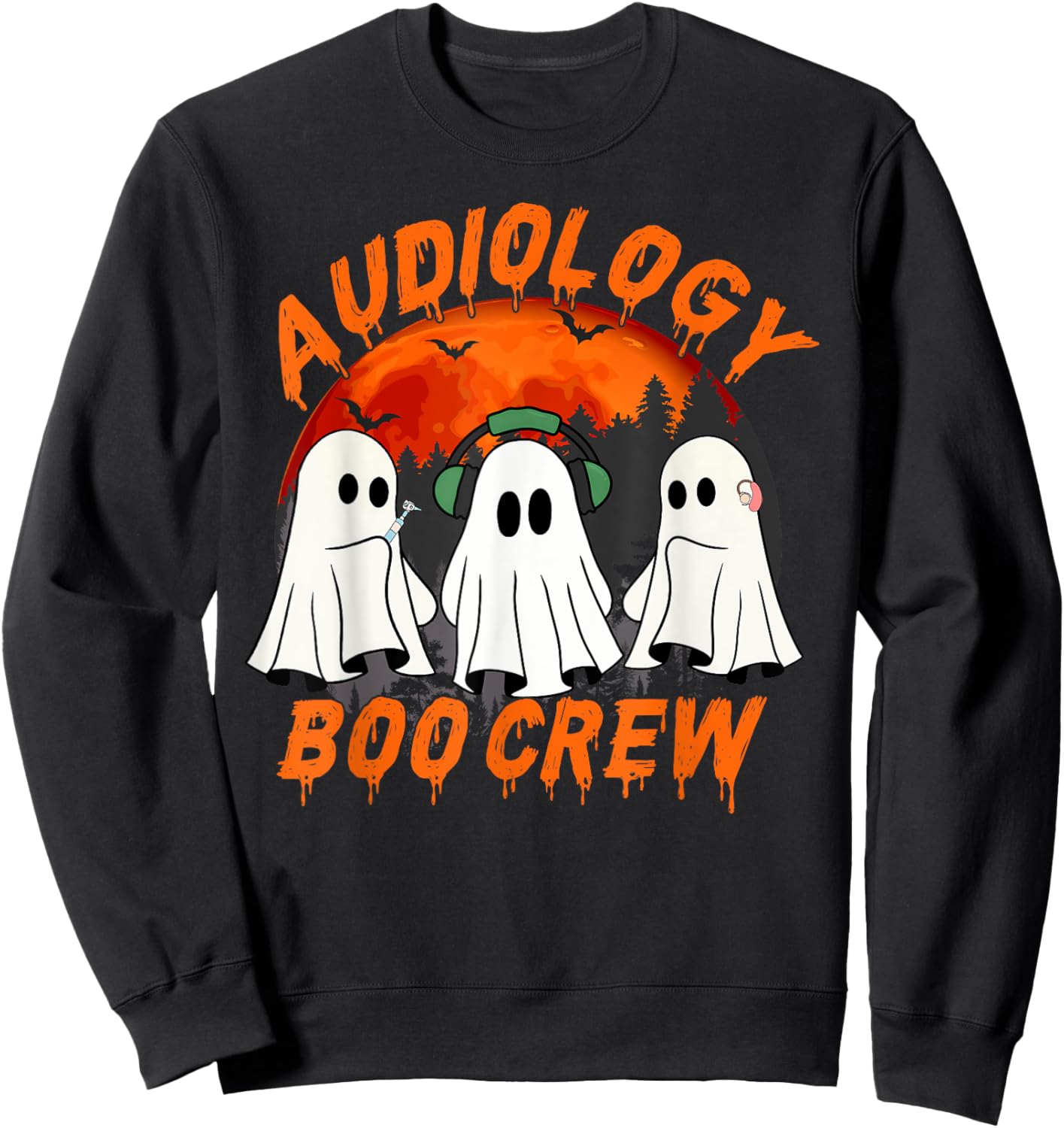 Audiologist Halloween Ghosts Audiology Boo Crew Sweatshirt - Sweatshirt | Black