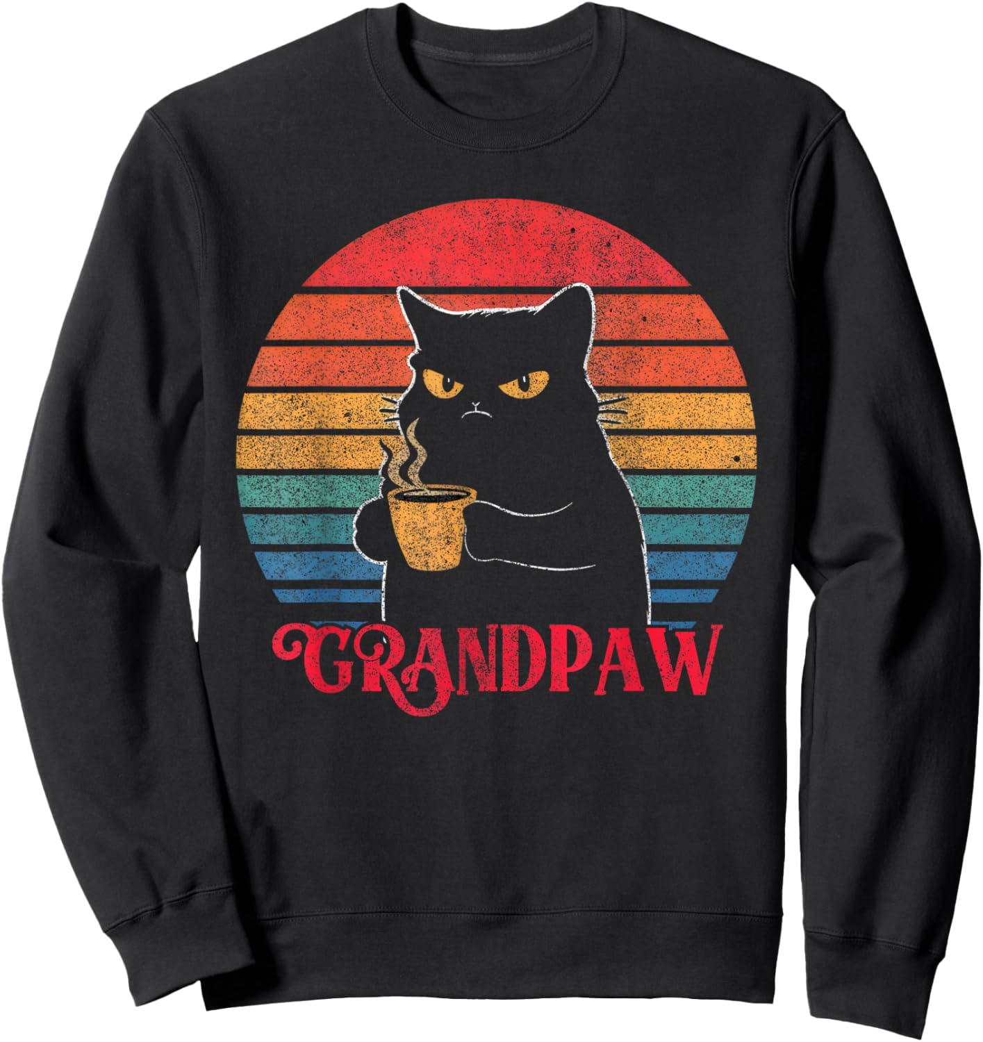 Retro Grandpaw Funny Sarcastic Cat Lover Quote Grandpa Sweatshirt - Sweatshirt | Black