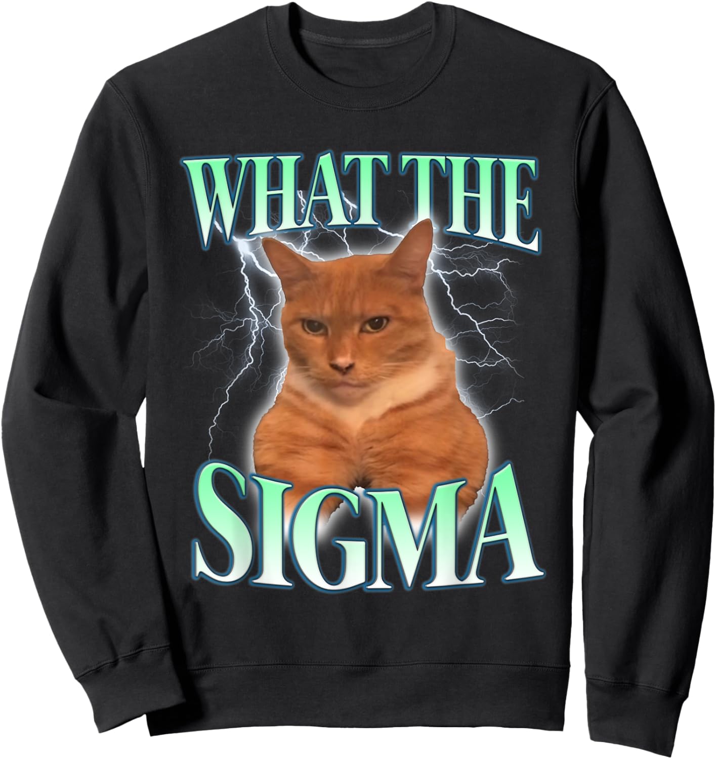 Vintage What The Sigma Lovely Animal Funny Cat-Meme Apparel Sweatshirt - Sweatshirt | Black