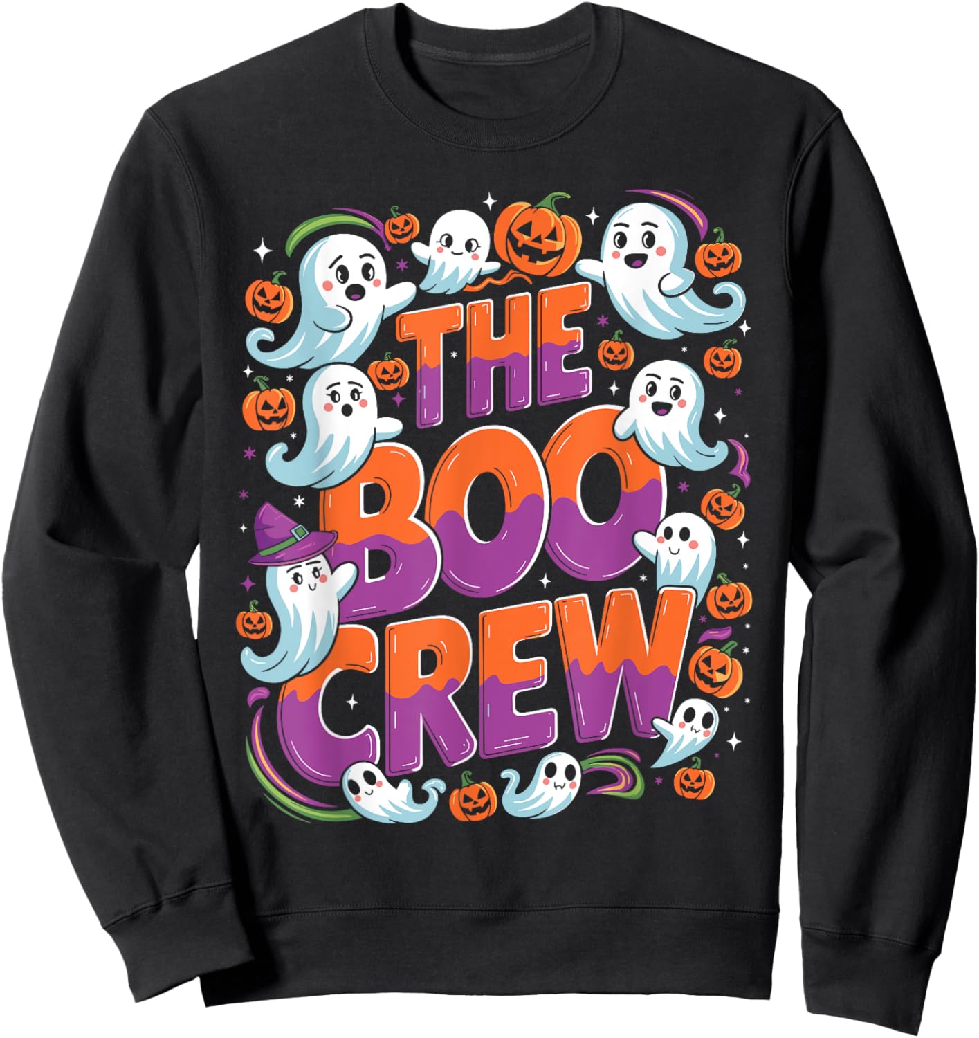 Halloween Trick Treat Ghost The Boo Crew Sweatshirt - Sweatshirt | Black