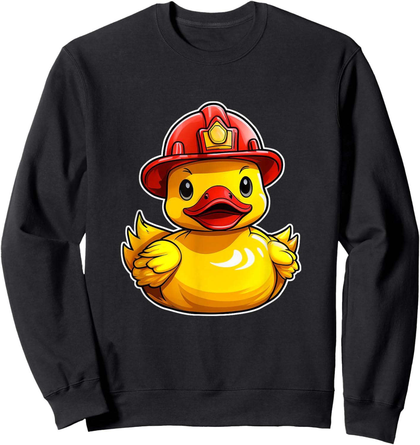 Fireman Rubber Duck, Fire Fighter Rubber Duckie Sweatshirt - Sweatshirt | Black