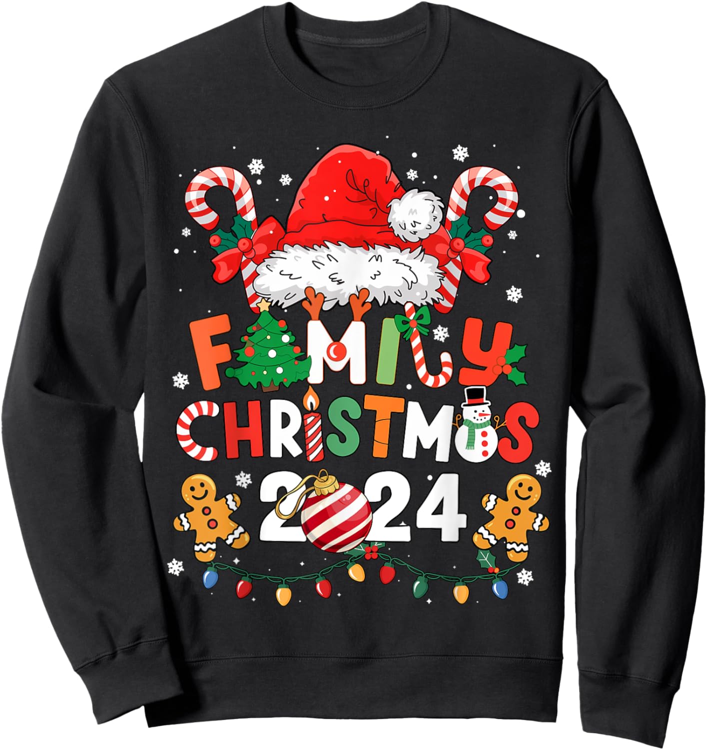 Family Christmas 2024 Kids Mom Dad Family Matching Christmas Sweatshirt - Sweatshirt | Black