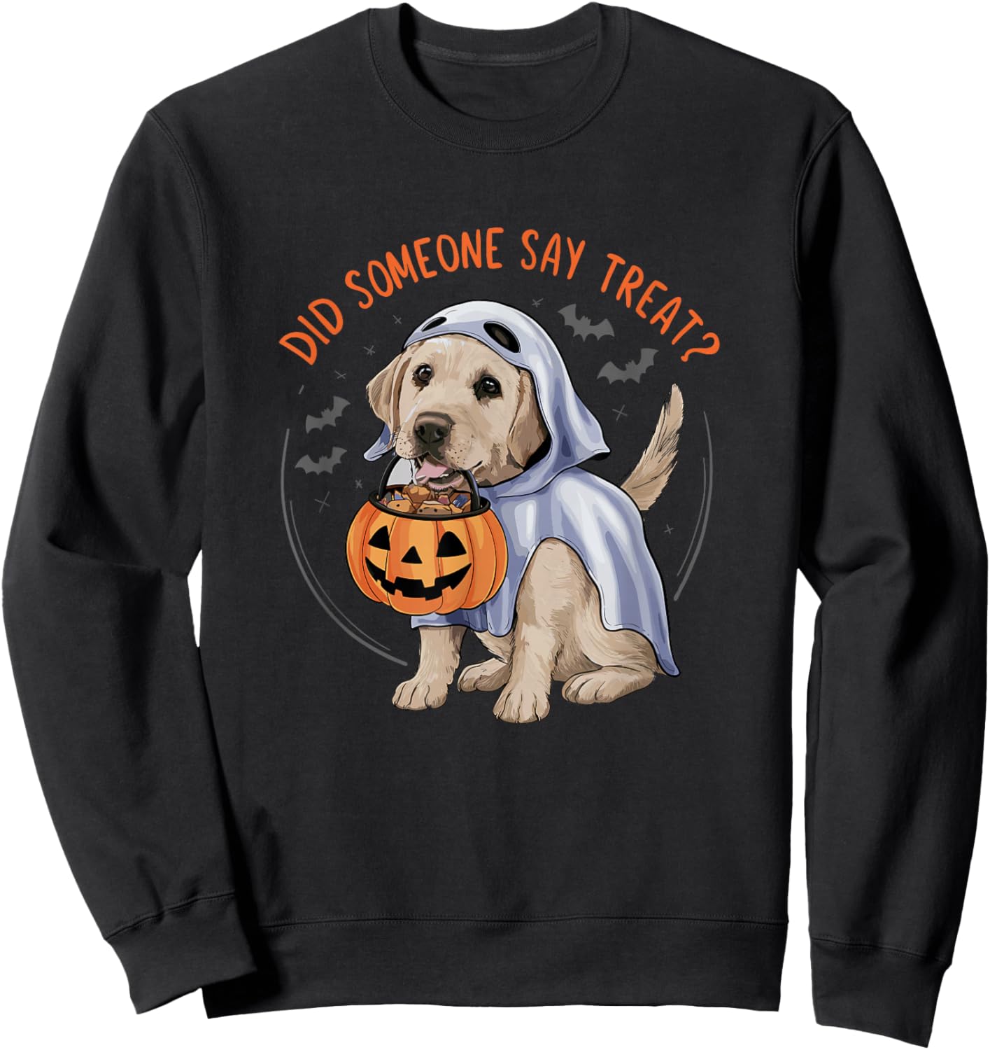 Ghost Labrador Puppy Treats Halloween Labrador Dog Sweatshirt - Sweatshirt | Black