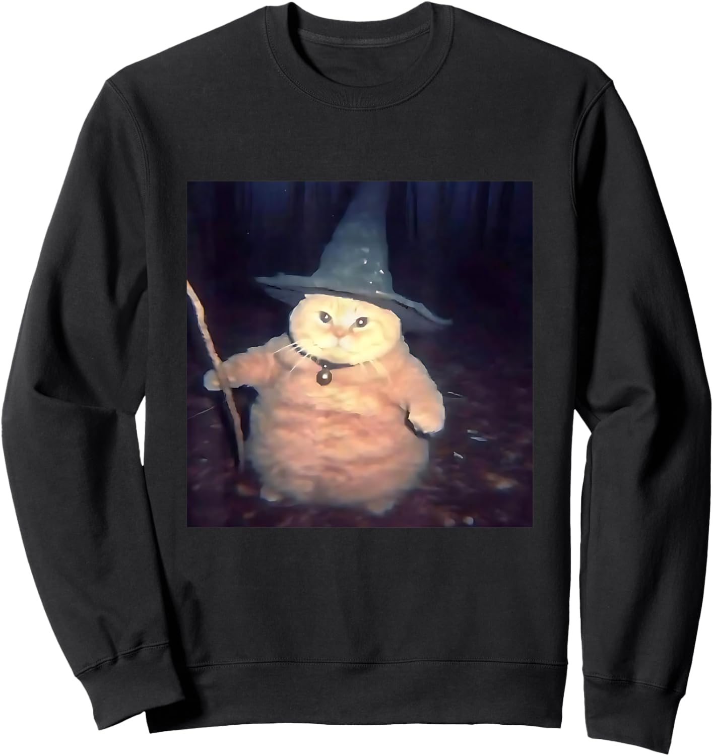 Wizard Cat Weird Funny Halloween Cat Meme Sweatshirt - Sweatshirt | Black
