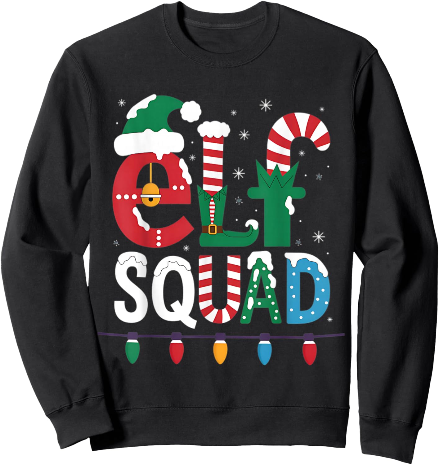 Elf Family Christmas Matching Pajamas Xmas Elf Squad Sweatshirt - Sweatshirt | Black