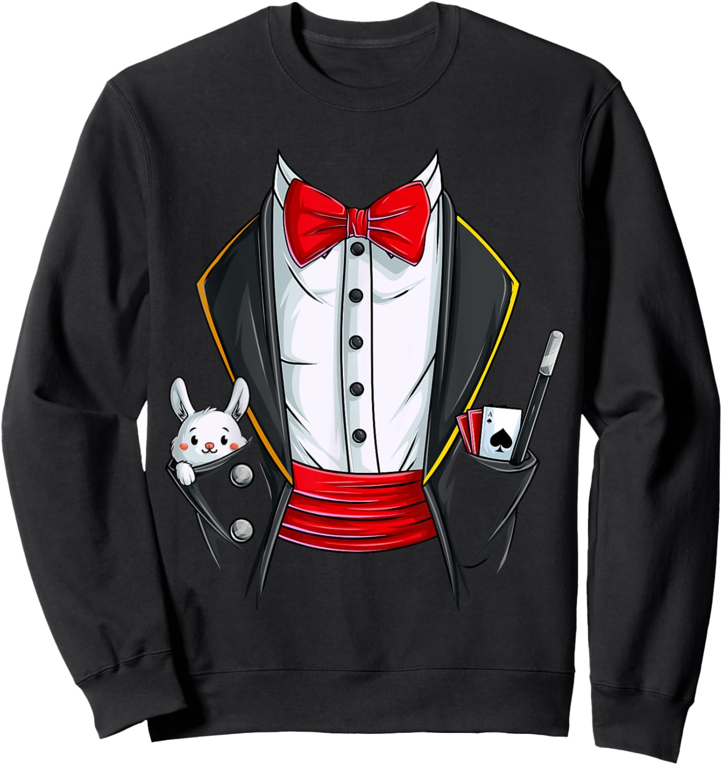 Magician Halloween Costume, Funny Rabbit Tuxedo Sweatshirt - Sweatshirt | Black