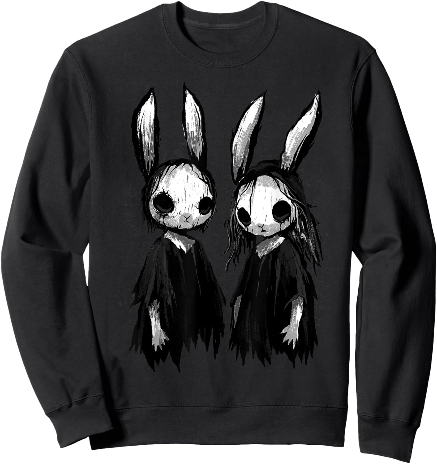 Gothic Shirt Creepy Bunny Goth Rabbit Evil Bunnies Weirdcore Sweatshirt - Sweatshirt | Black