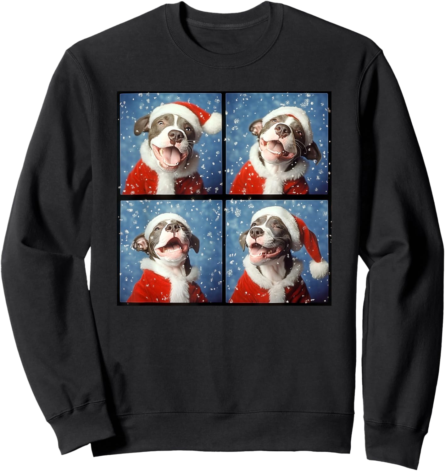 Pitbull Santa Hat Men Kids Women Christmas Pittie Sweatshirt - Sweatshirt | Black