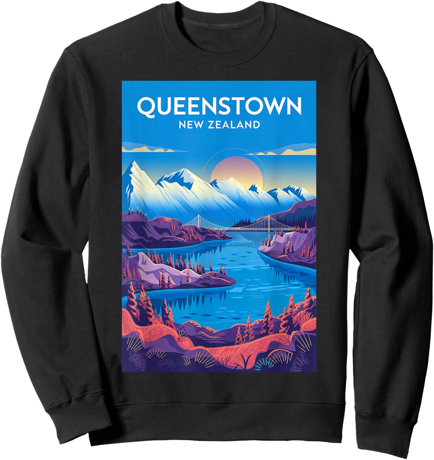 Queenstown New Zealand Travel Adventure Vintage Style Sweatshirt - Sweatshirt | Black