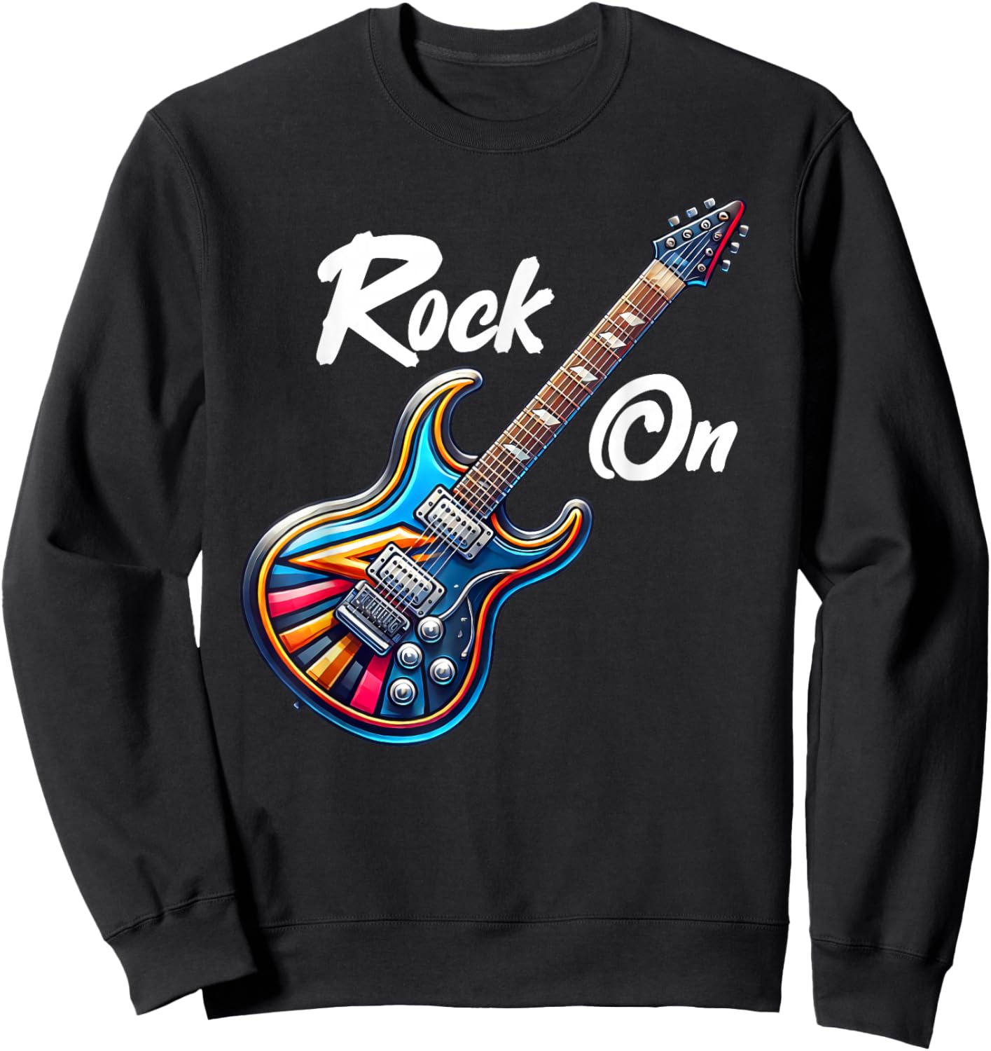 Rock On Guitar Band Funny Rock Guitar Player Girls Boys Kids Sweatshirt - Sweatshirt | Black