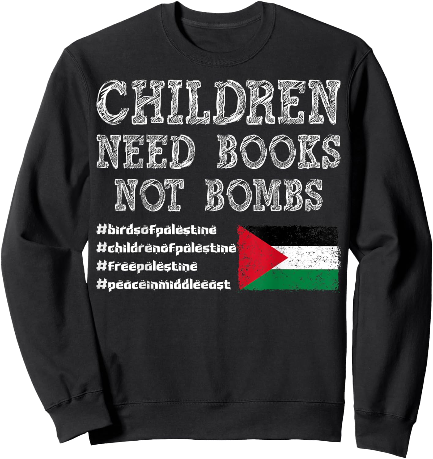 Children of Palestine need books, not bombs Sweatshirt - Sweatshirt | Black