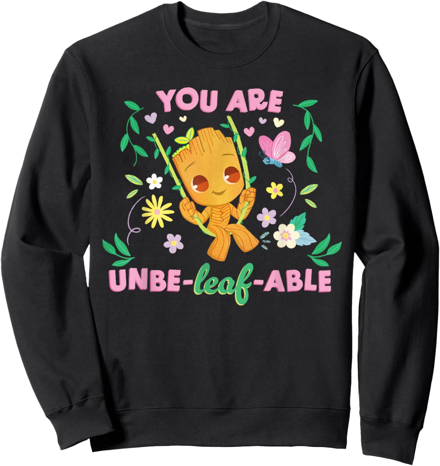 Marvel Valentine’s Day Spring Groot You are Unbe-LEAF-able Sweatshirt - Sweatshirt | Black
