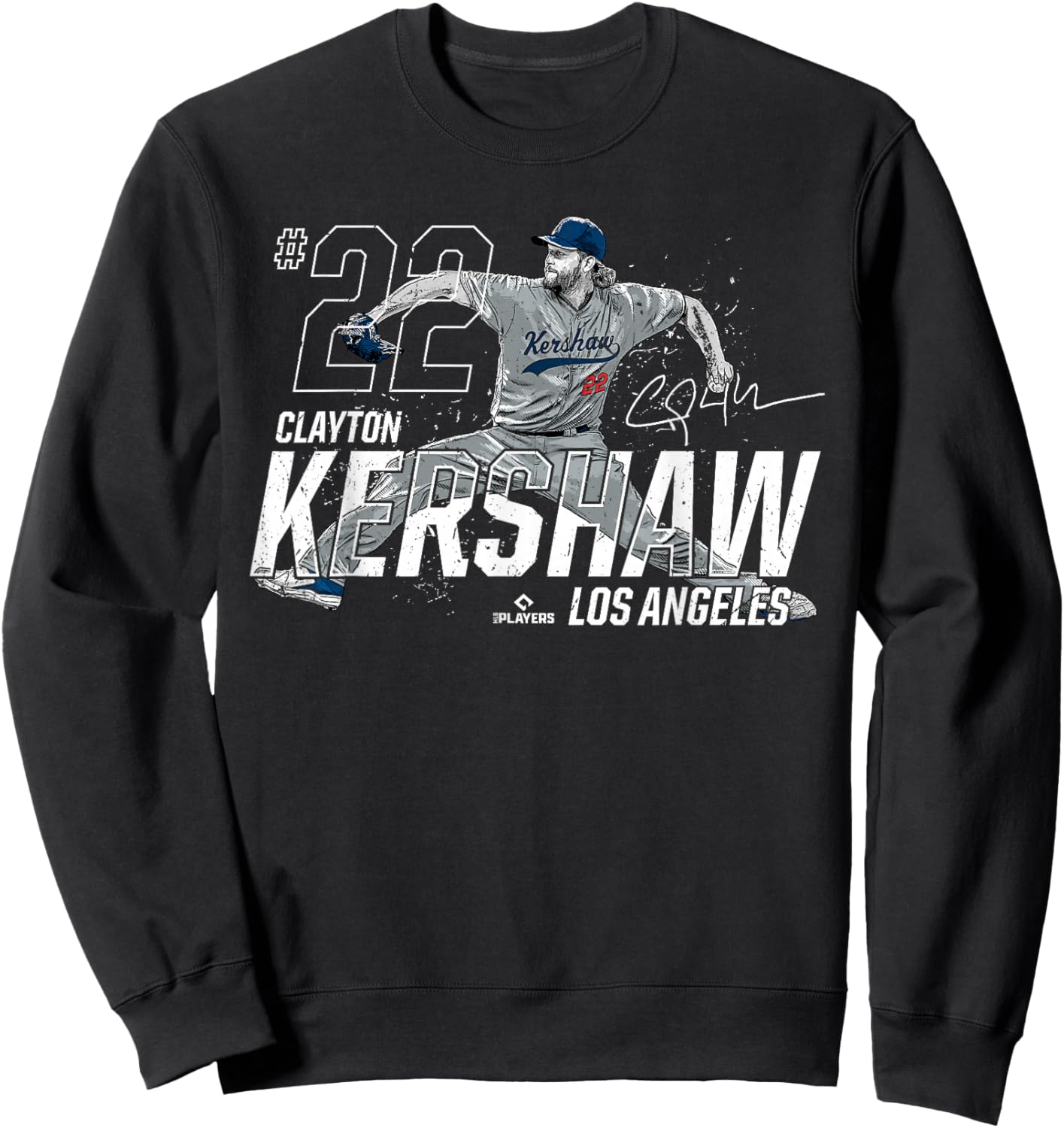 Dynamic Pose Clayton Kershaw Los Angeles Baseball MLBPA Sweatshirt - Sweatshirt | Black