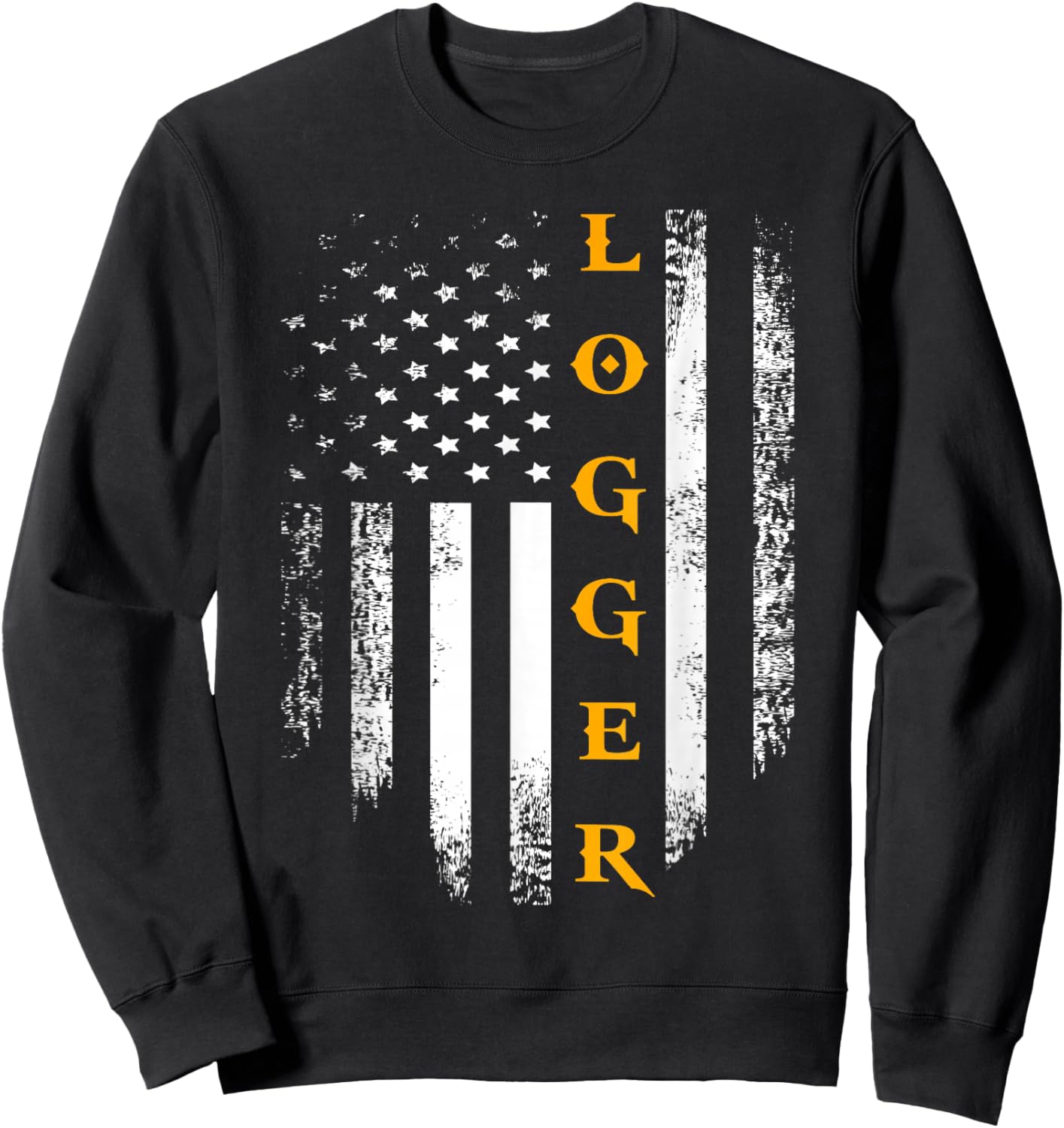 Vintage Logger With American Flag Logging/Carpenter Gift Sweatshirt - Sweatshirt | Black