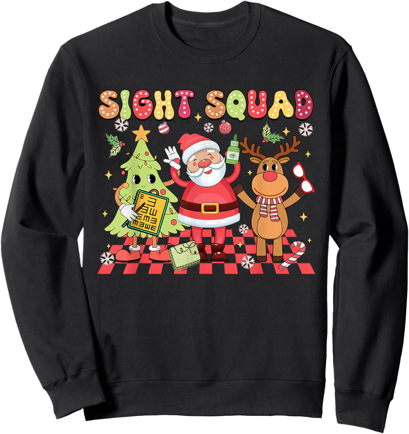 Sight Squad Christmas Optometry Ophthalmologist Crew Sweatshirt - Sweatshirt | Black