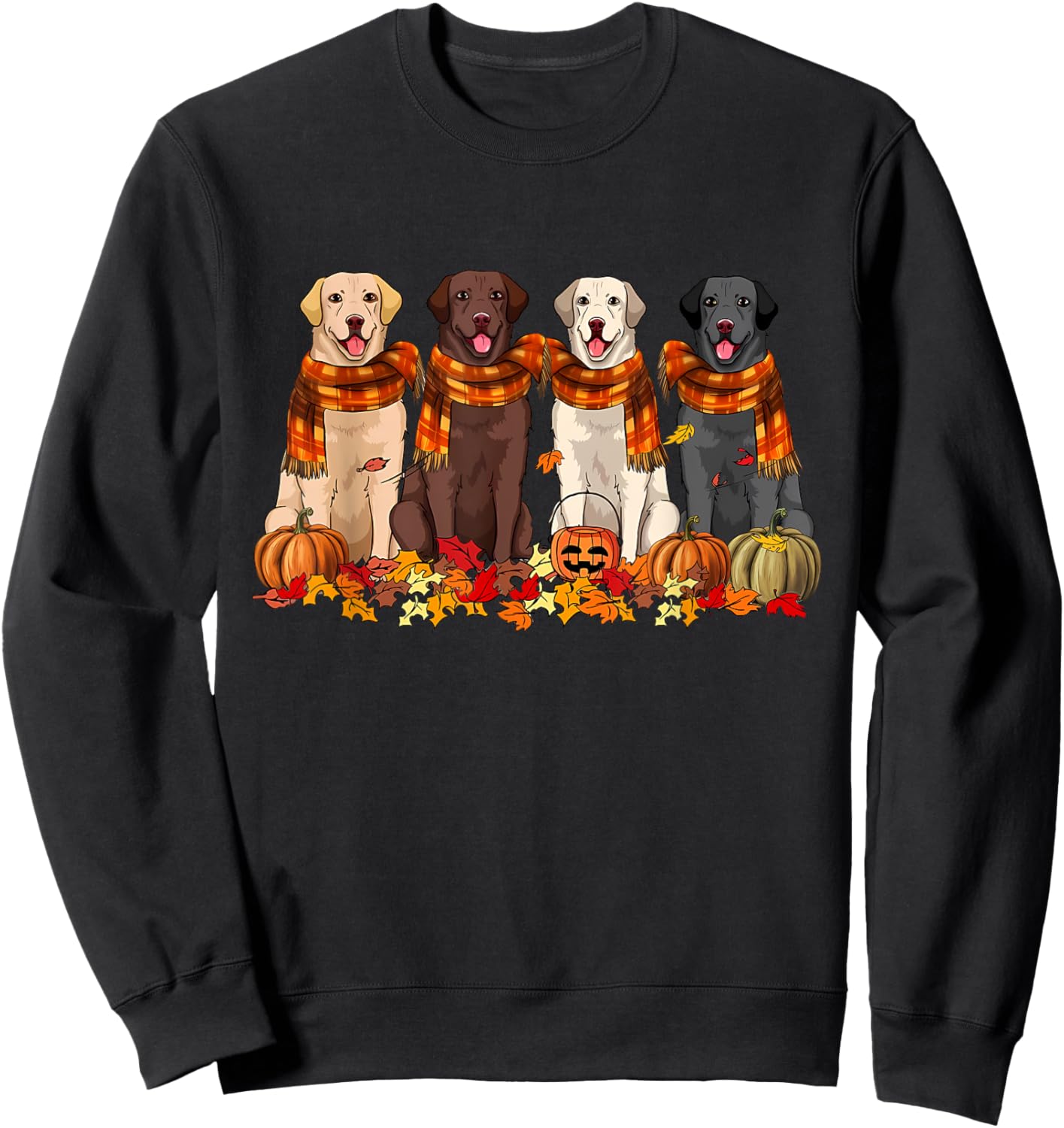 Fall Autumn Pumpkin Labrador Retriever Thanksgiving Dog Mom Women Kids Sweatshirt - Sweatshirt | Black