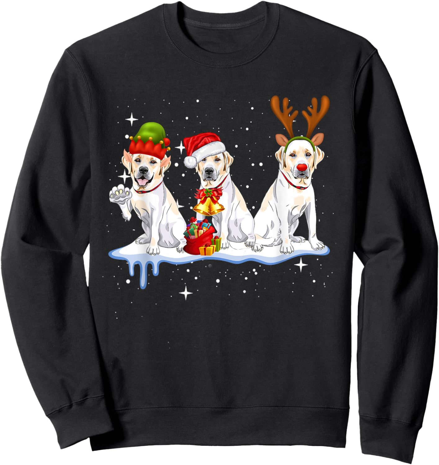 Labrador Retriever Christmas Reindeer Xmas Holiday Costume Sweatshirt - Sweatshirt | Black