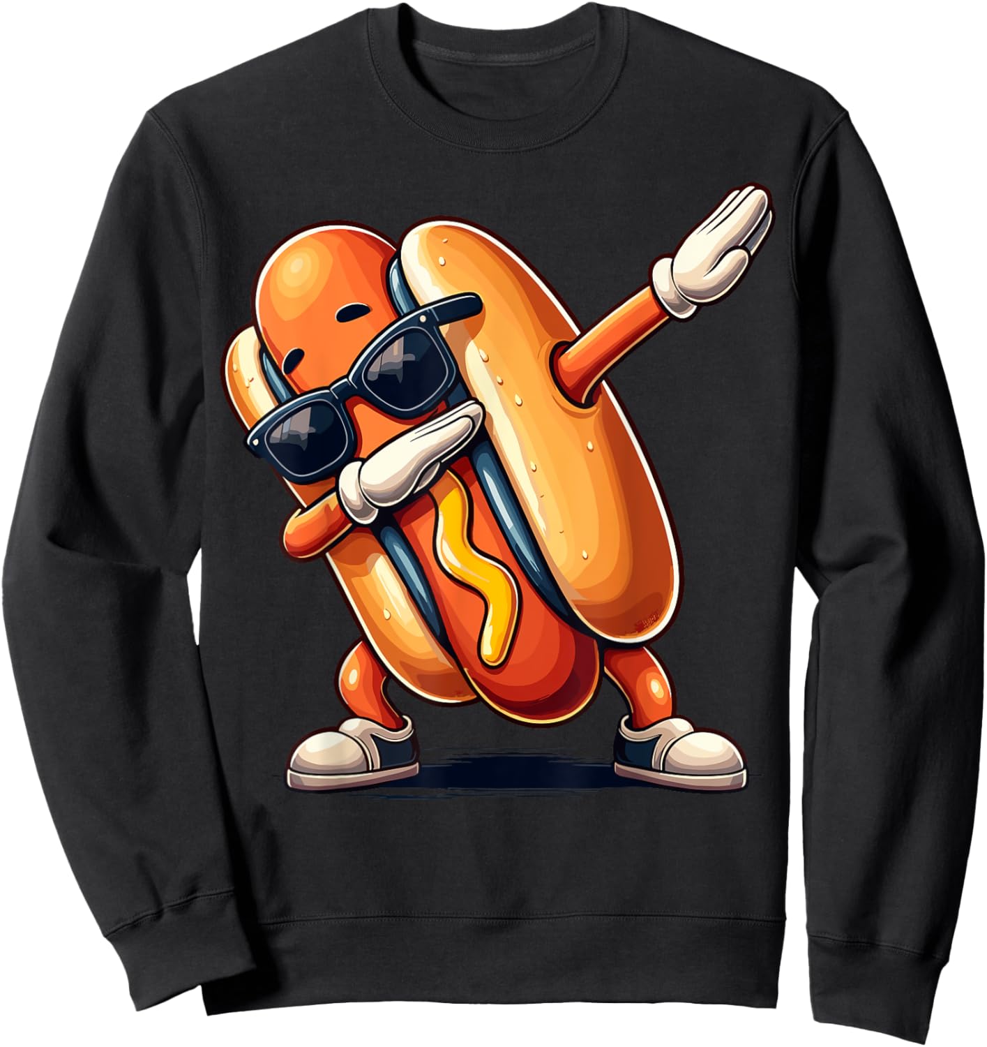Cool Hot dog Dabbing Funny Fast Food Hotdog Lovers Toddler Women Kids Sweatshirt - Sweatshirt | Black