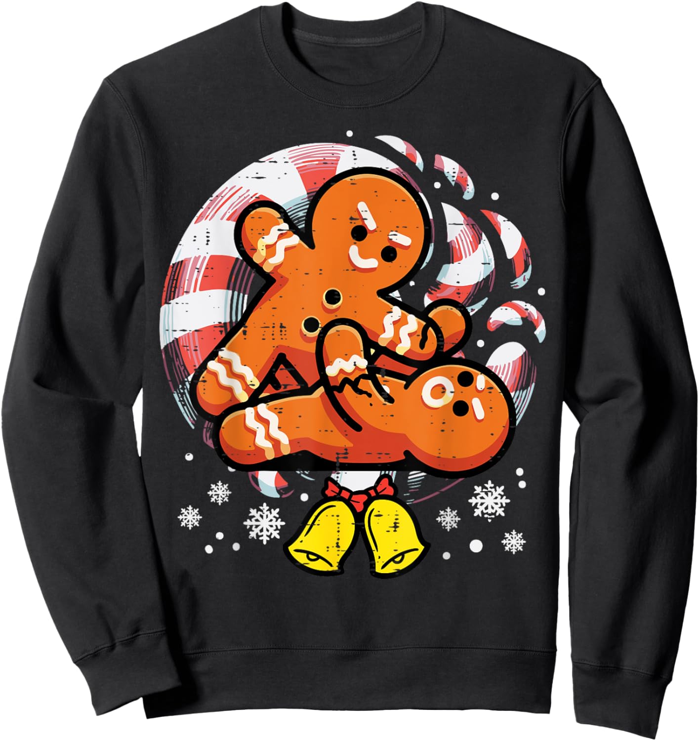 Christmas Jiu Jitsu Gingerbread Xmas Bjj Wrestling Men Kids Sweatshirt - Sweatshirt | Black