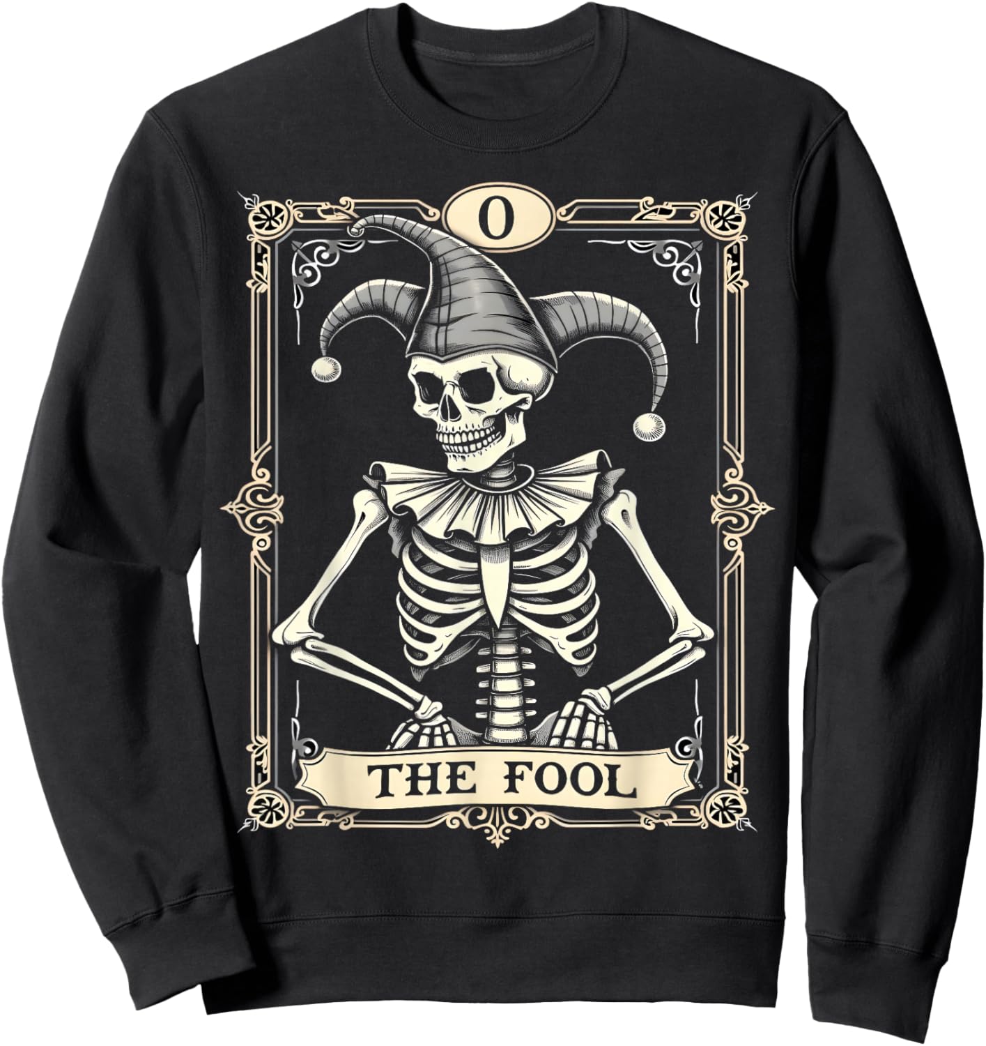 Skeleton Fool Tarot Card Dark Art Sweatshirt - Sweatshirt | Black