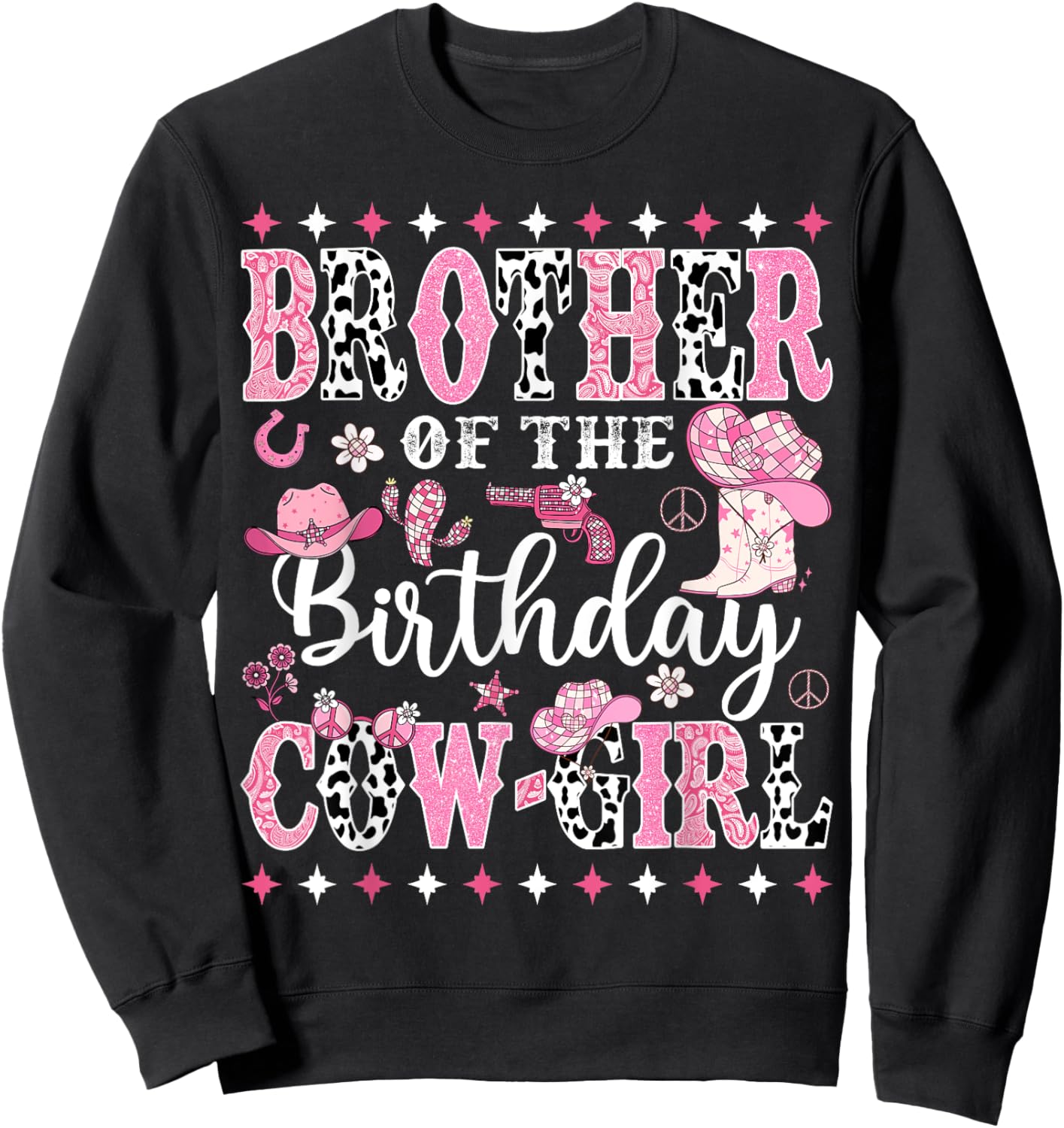 Brother Of The Birthday CowGirl Rodeo CowGirl Birthday Sweatshirt - Sweatshirt | Black