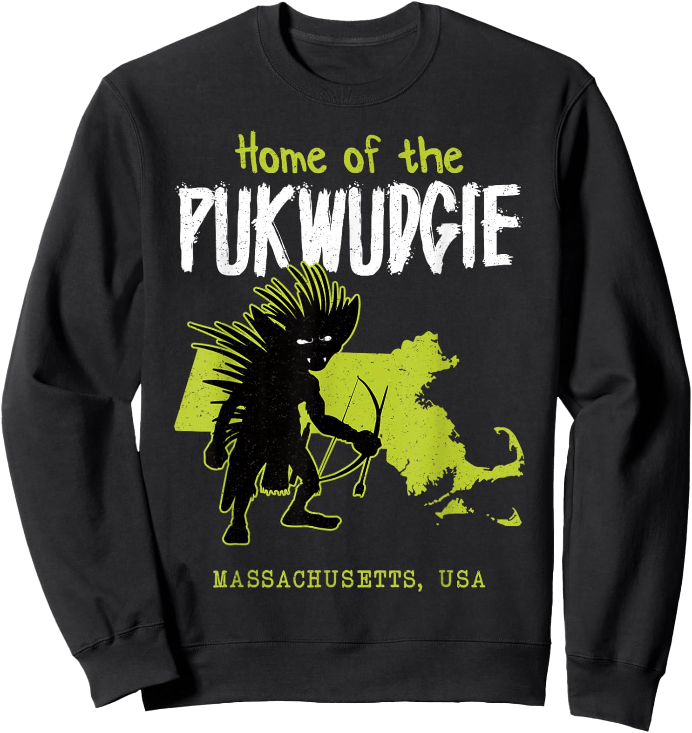 Home Of The Pukwudgie Massachusetts State American Cryptid Sweatshirt - Sweatshirt | Black