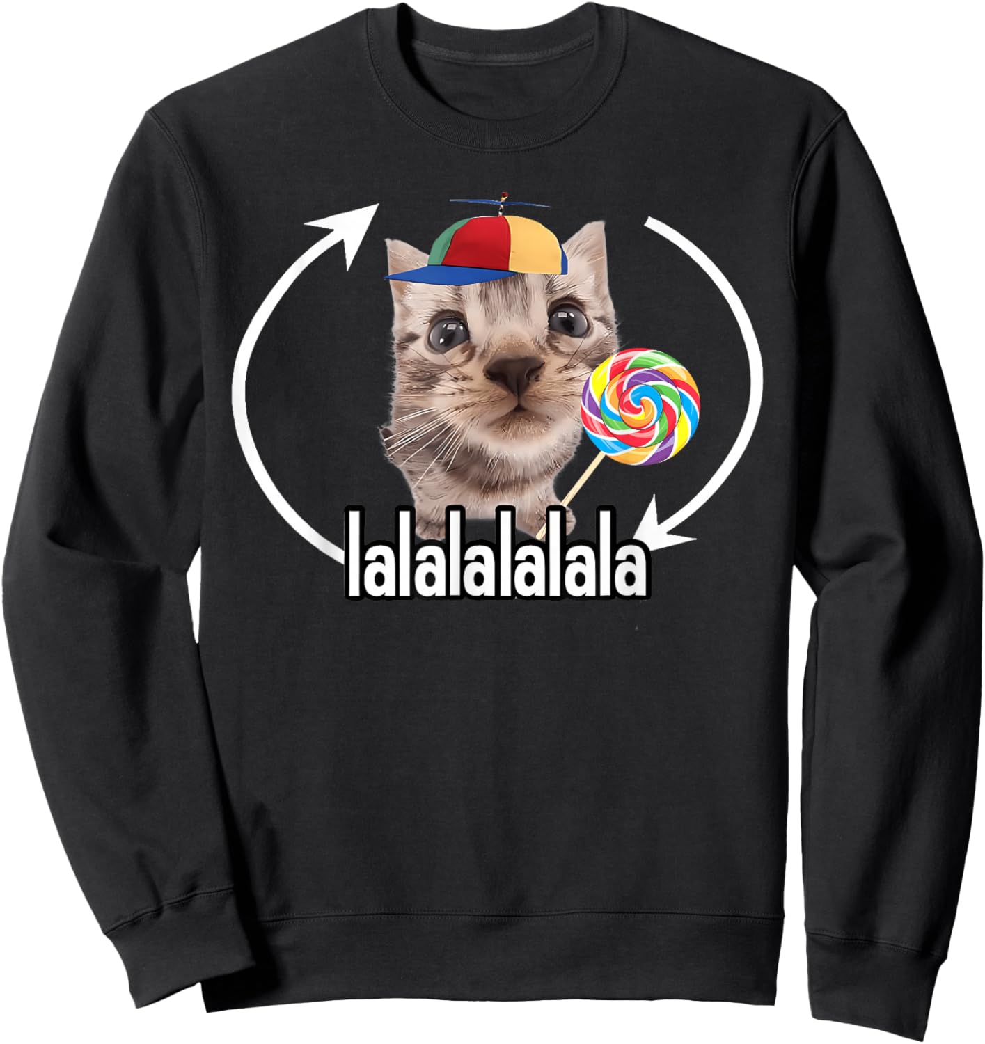 Silly Cat With Lollipop Meme Sweatshirt - Sweatshirt | Black