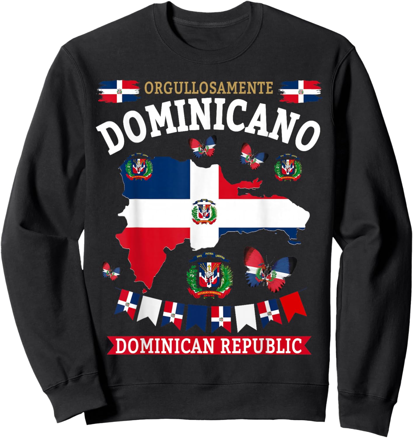 Republica Dominicana & Hispanic Dominicano Flag Sweatshirt - Sweatshirt | Black