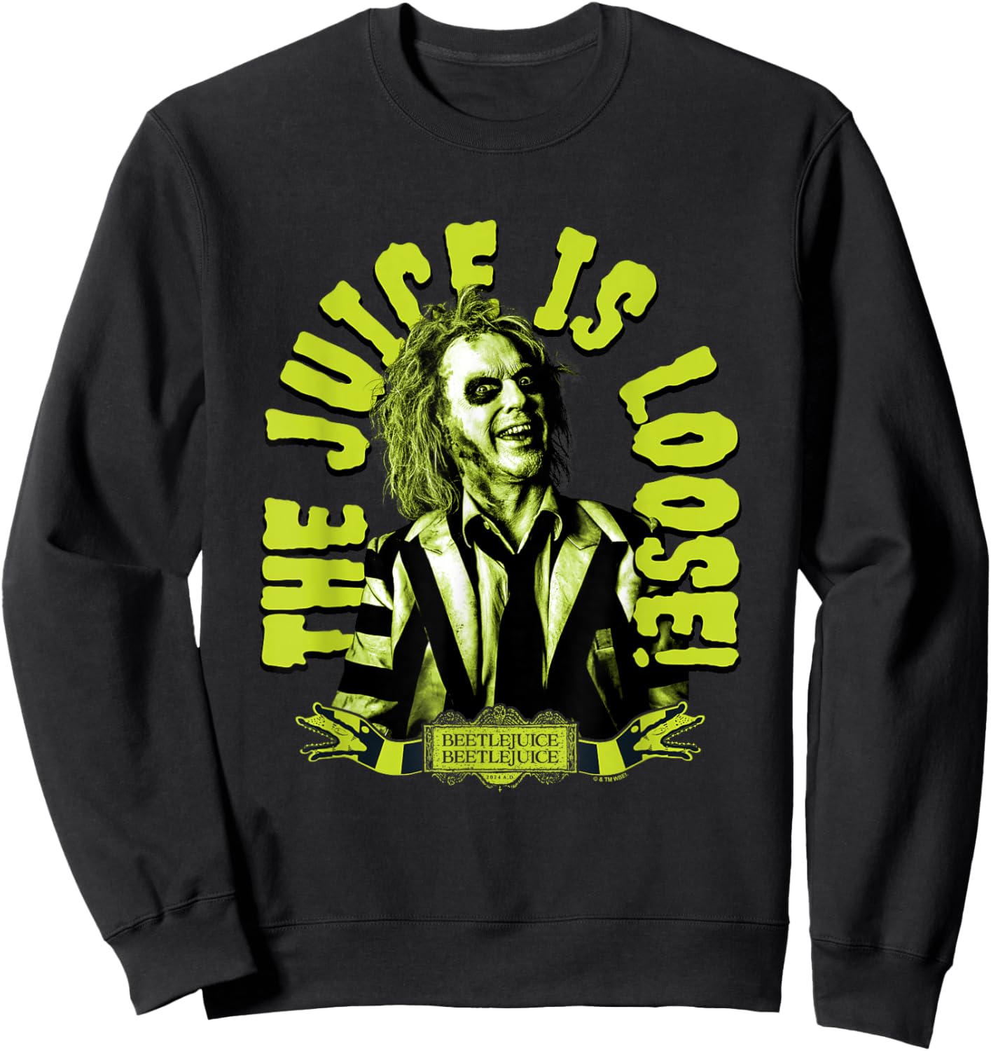Beetlejuice Beetlejuice The Juice Is Loose! Neon Portrait Sweatshirt - Sweatshirt | Black