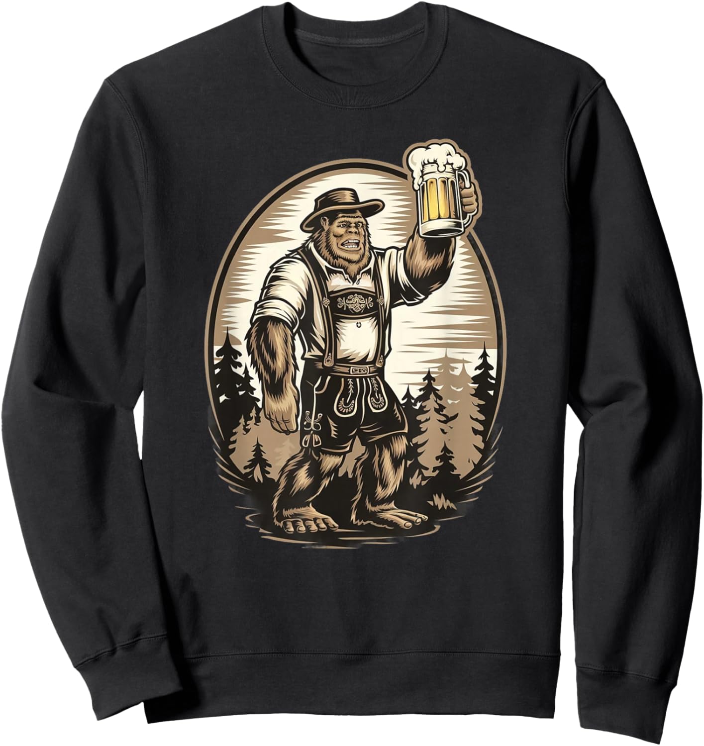 Bigfoot in Lederhosen Oktoberfest German Beer . Sweatshirt - Sweatshirt | Black