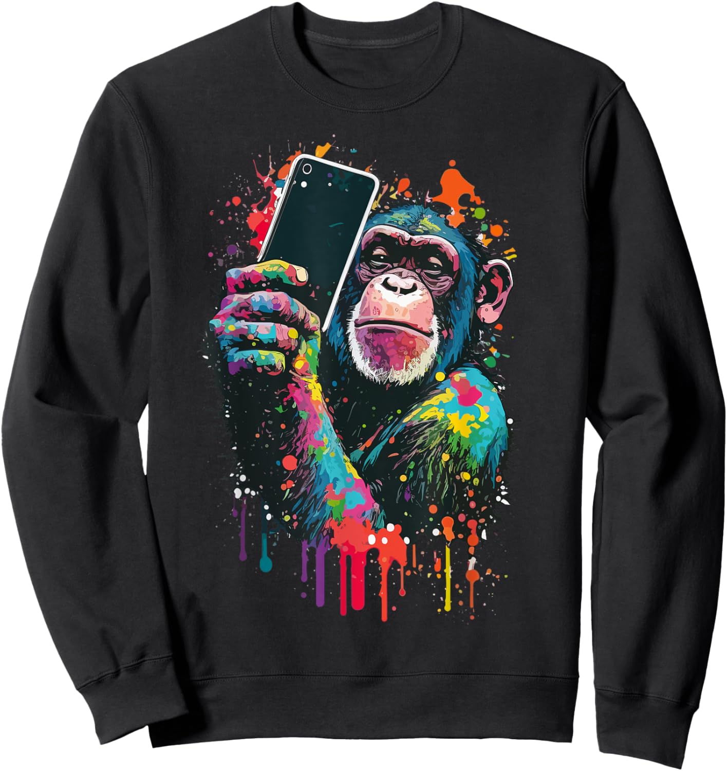Cool City Monkey Taking a Selfie - Pop Art Style Sweatshirt - Sweatshirt | Black