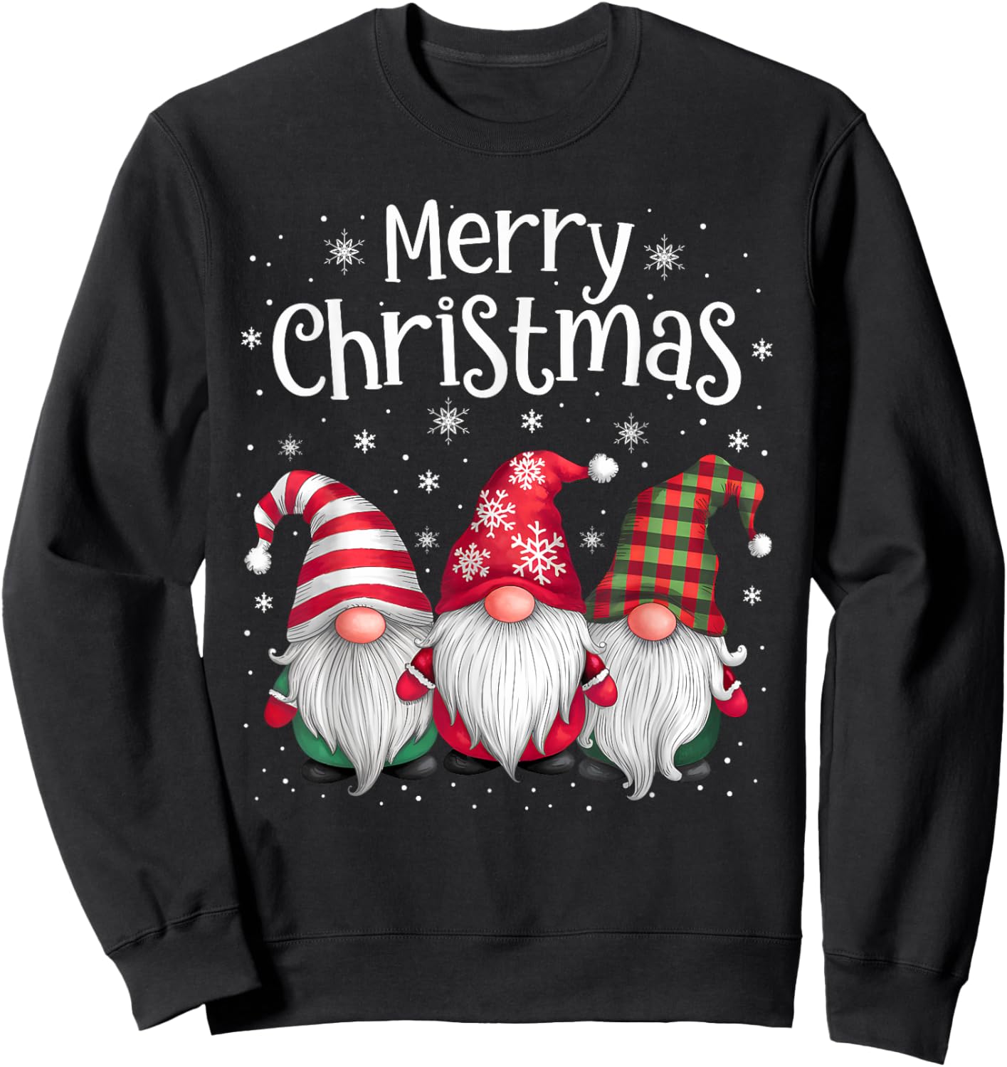 Merry Christmas Gnomes Family Xmas Festive Holiday Gnome Sweatshirt - Sweatshirt | Black
