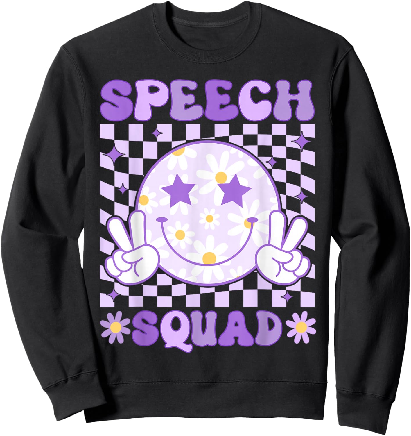 Groovy Speech Squad SLP Teacher Speech Language Pathologist Sweatshirt - Sweatshirt | Black