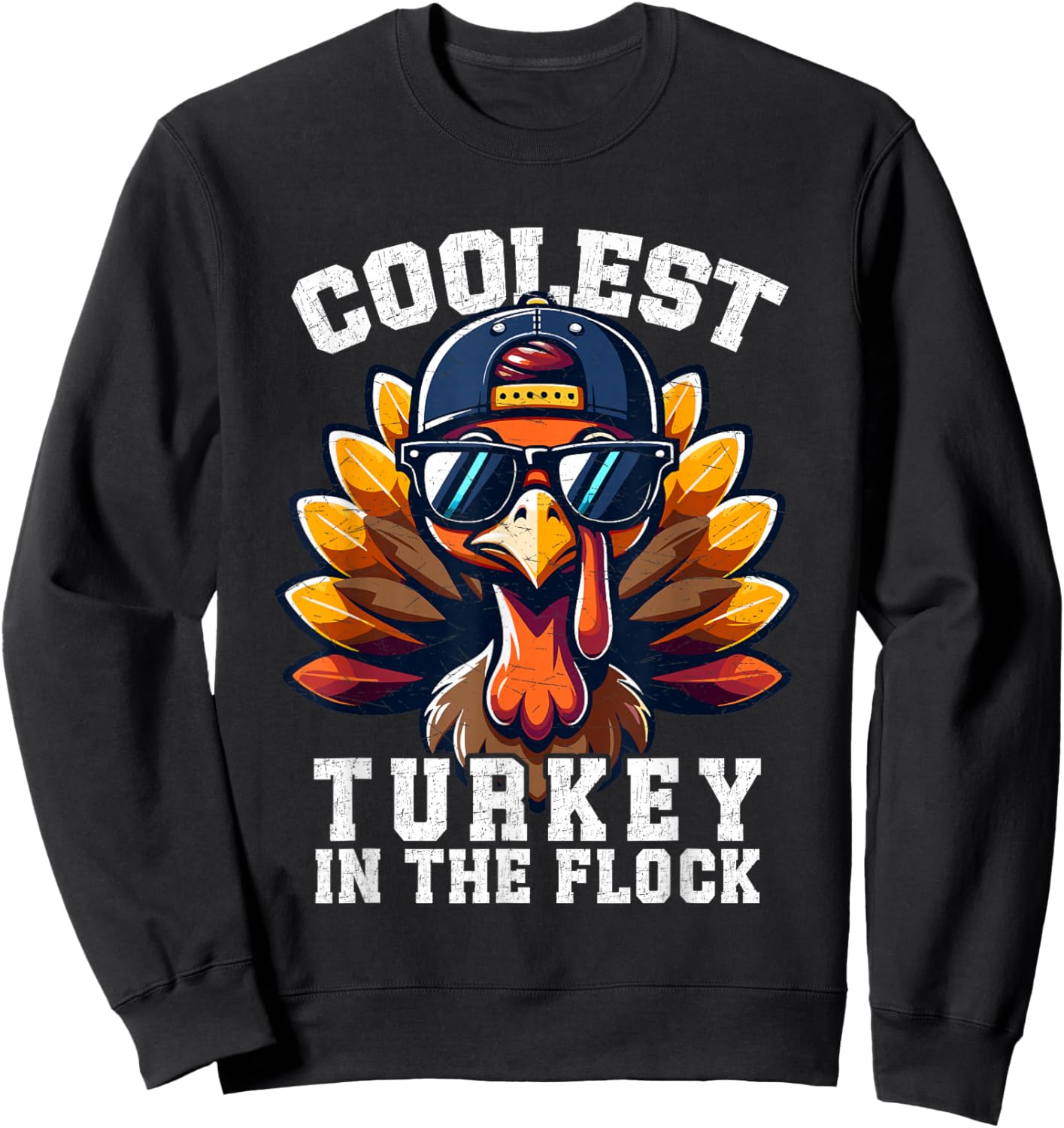 Coolest Turkey Thanksgiving Toddler Boys Kids Men Turkey Sweatshirt - Sweatshirt | Black