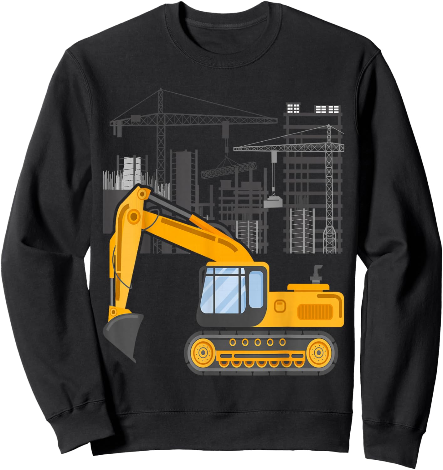 Construction Site Truck Driving Men Boys Excavator Sweatshirt - Sweatshirt | Black