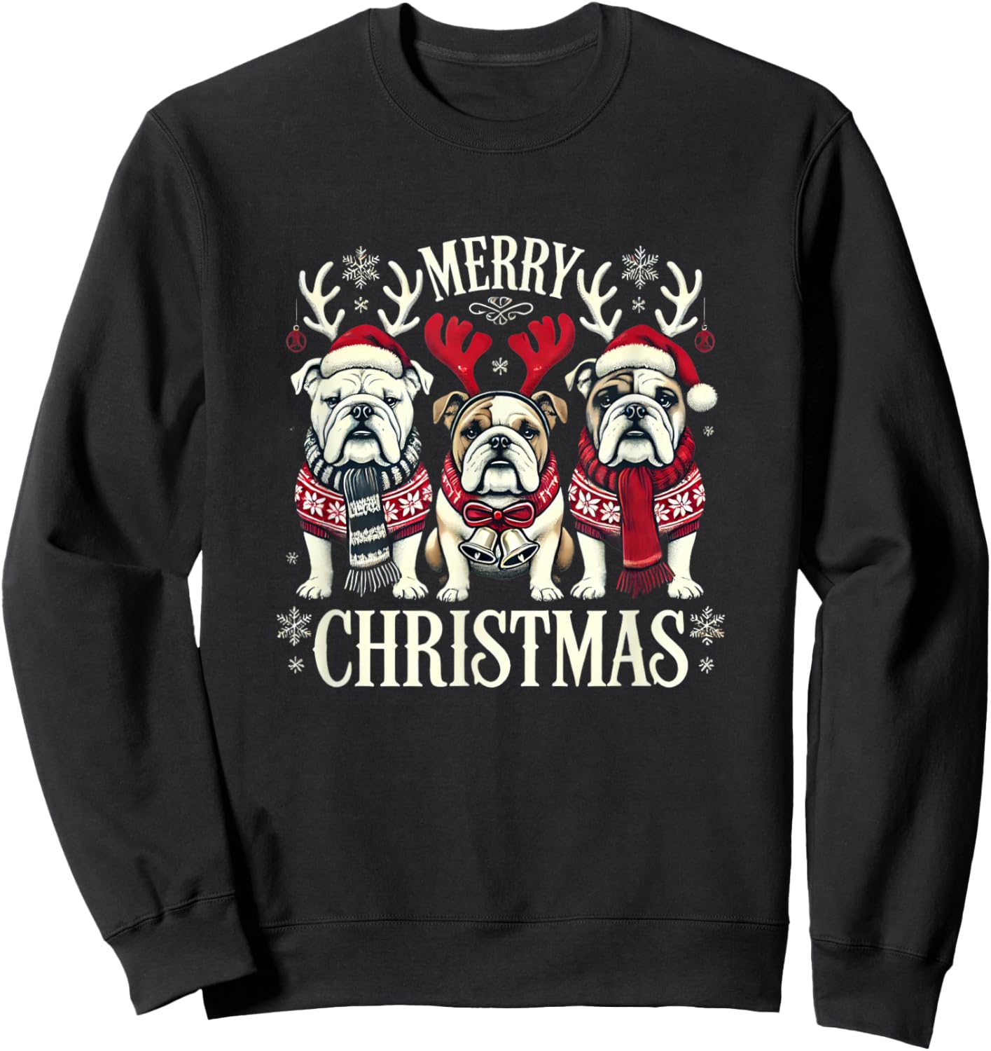 Christmas English Bulldog Mom English Bulldog Christmas Sweatshirt - Sweatshirt | Black