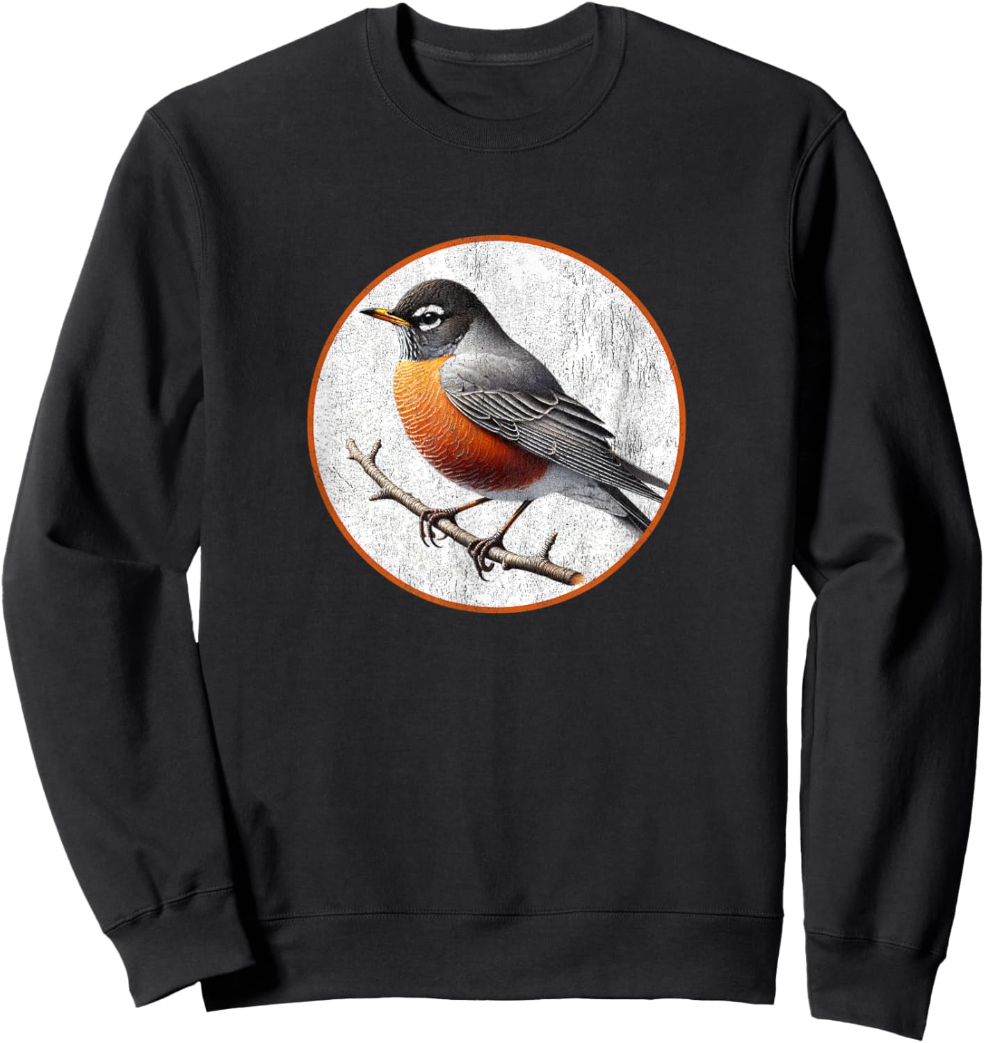 Colorful Retro American Robin Bird Design Sweatshirt - Sweatshirt | Black