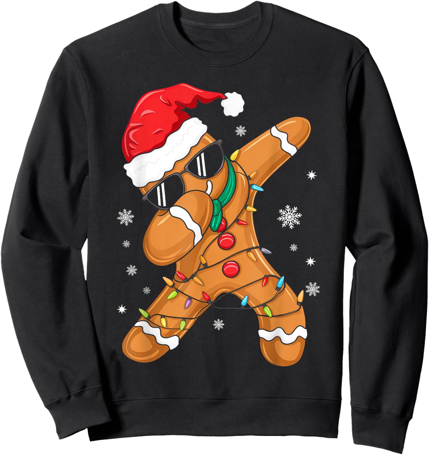 Dabbing Gingerbread Santa Christmas Family Matching Pajamas Sweatshirt - Sweatshirt | Black
