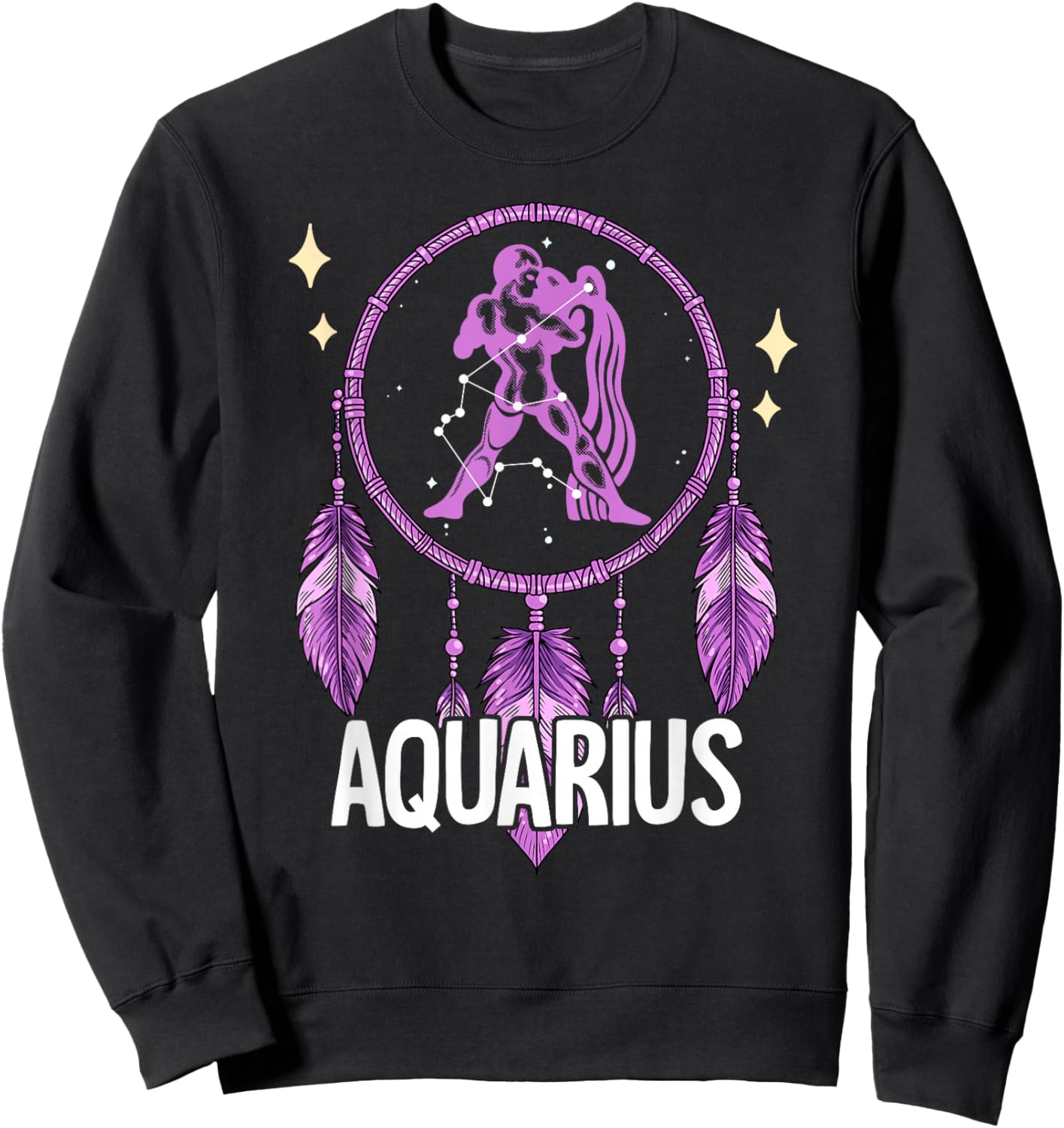 Aquarius Zodiac - -Adults, -Kids - Black - Small - Short Sleeve Sweatshirt - Sweatshirt | Black