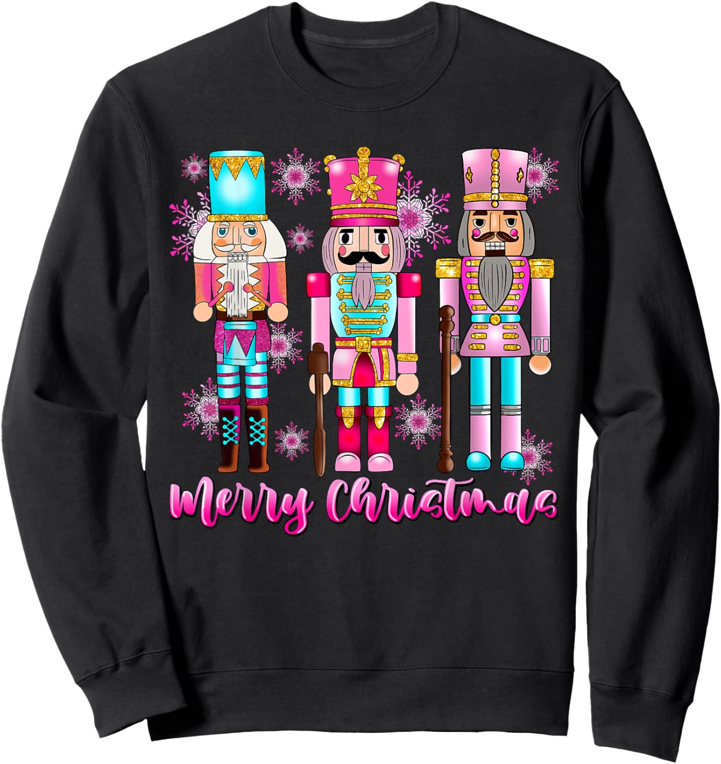 Pink Nutcracker Squad Pink Christmas Ballet Xmas Women Kids Sweatshirt - Sweatshirt | Black