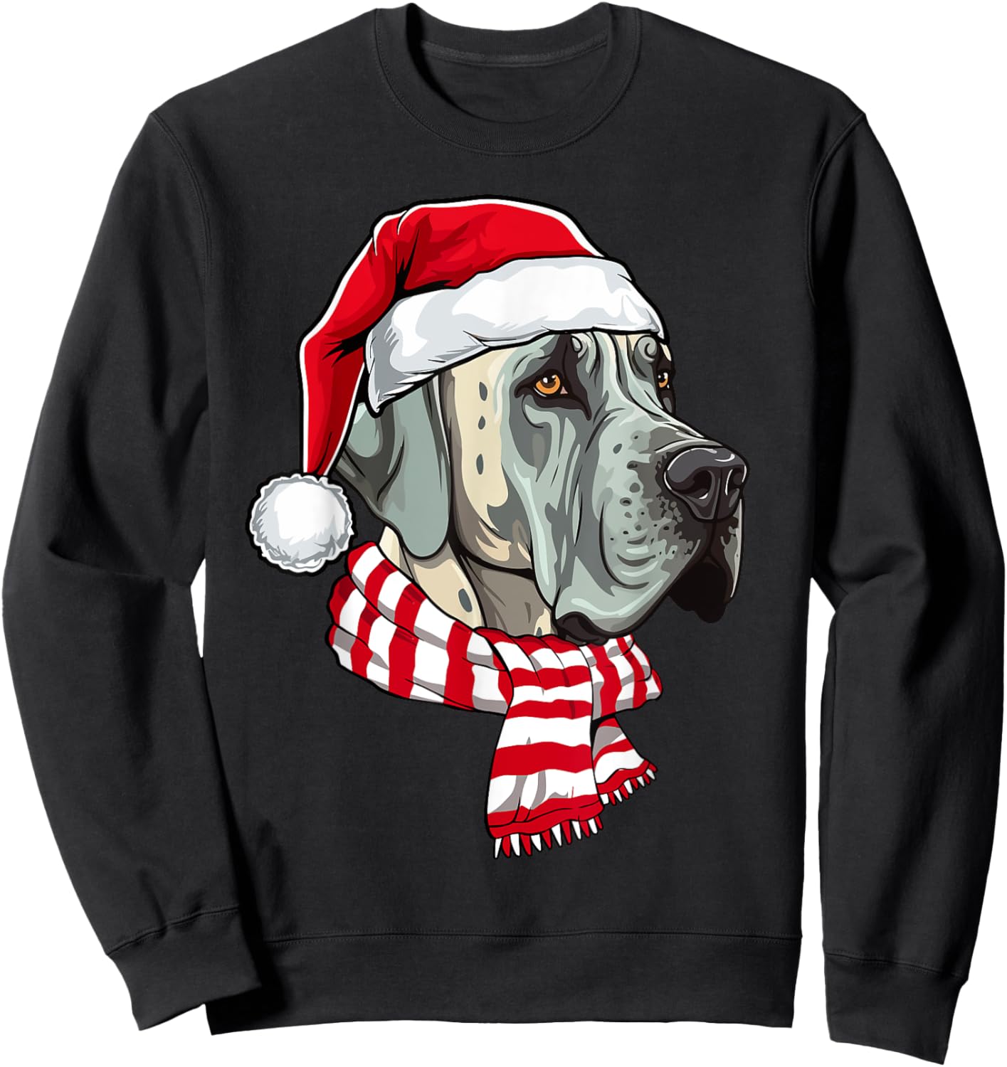 Santa Great Dane Christmas Dog Lover Men Women Kids Sweatshirt - Sweatshirt | Black