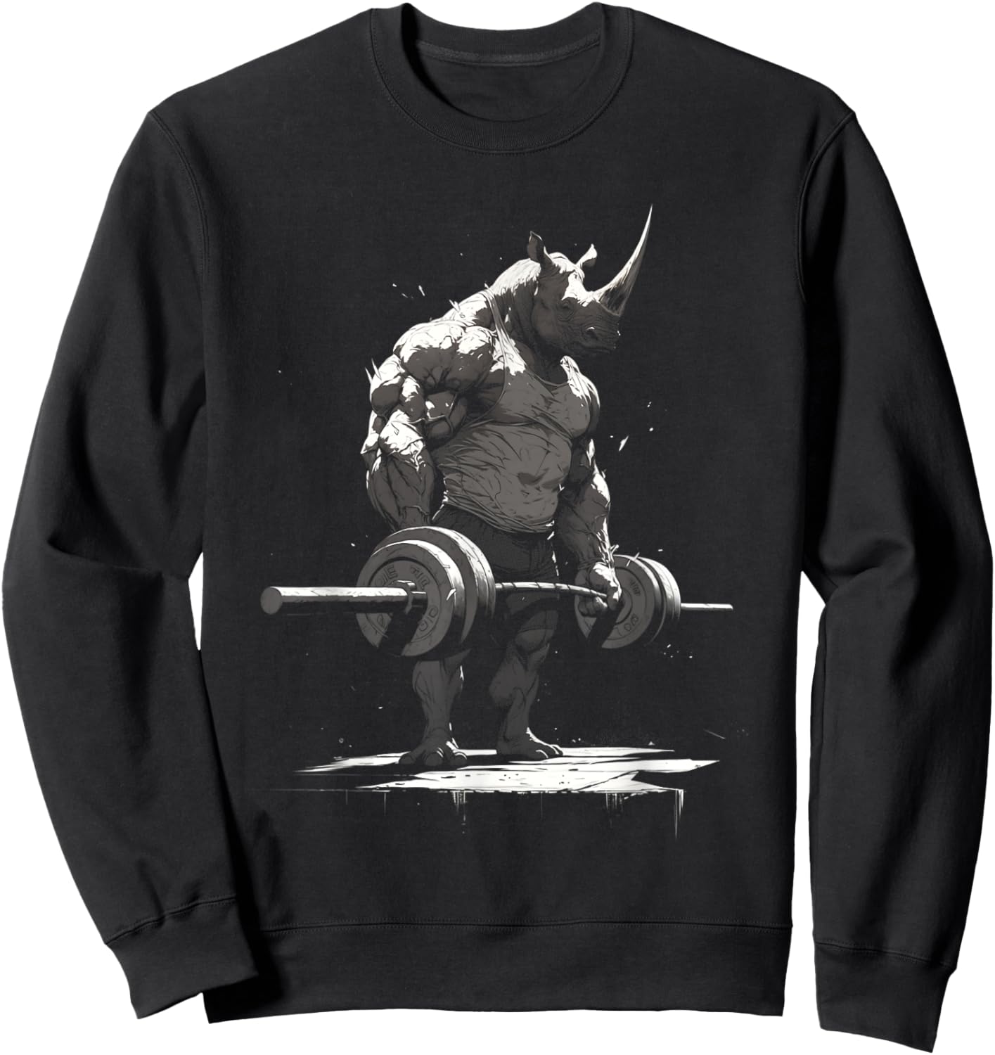 Rhino Weightlifting Powerlifting Beast Gym Gear Workout Sweatshirt - Sweatshirt | Black